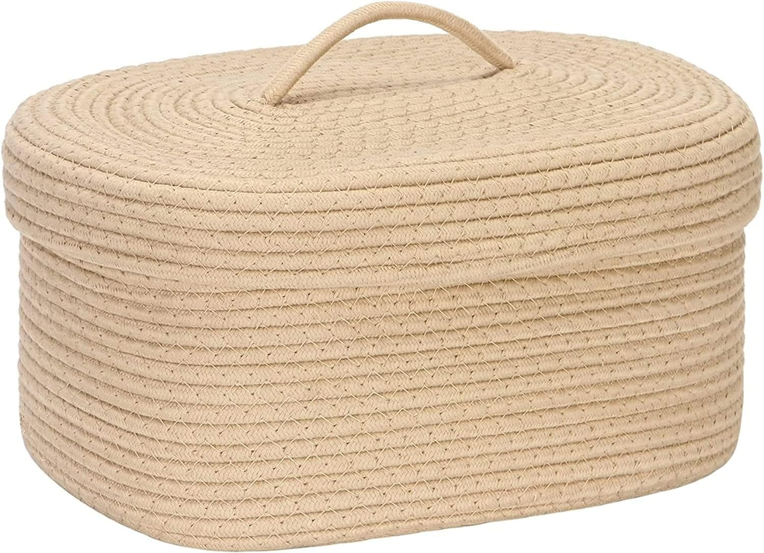 Jute Cotton Rope Handmade Storage Organiser Box With Handle Opener For Living Room, Bathroom And For Multipurpose Uses (Pack Of 1) Beige (14 X 10 X 6) Cm, Rectangular-image-8