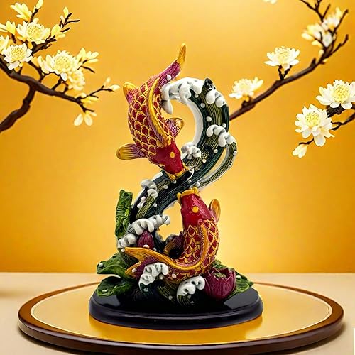 Miniatura 7 de Escultura china de la estatua de los peces de Feng Shui Frgurine Buen regalo de la suerte para el amante de FengShui Decoración decorativa