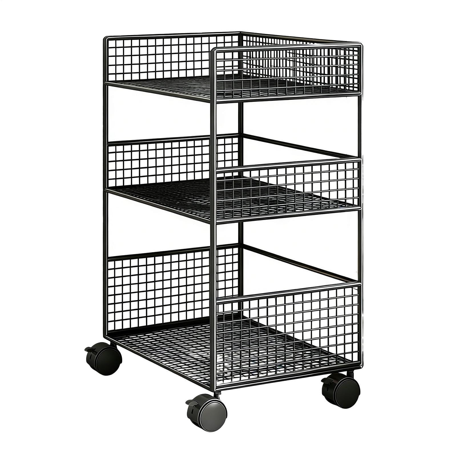 Carrello a 3 Ripiani Mobili Organizer Multifunzione Metallico con Ruote | Organizzatore Scorrevole per Snack, Frutta, Trucco, Pulizie, Ufficio, Università, Lavanderia, Bagno, Hobby, Dispensa, Casa