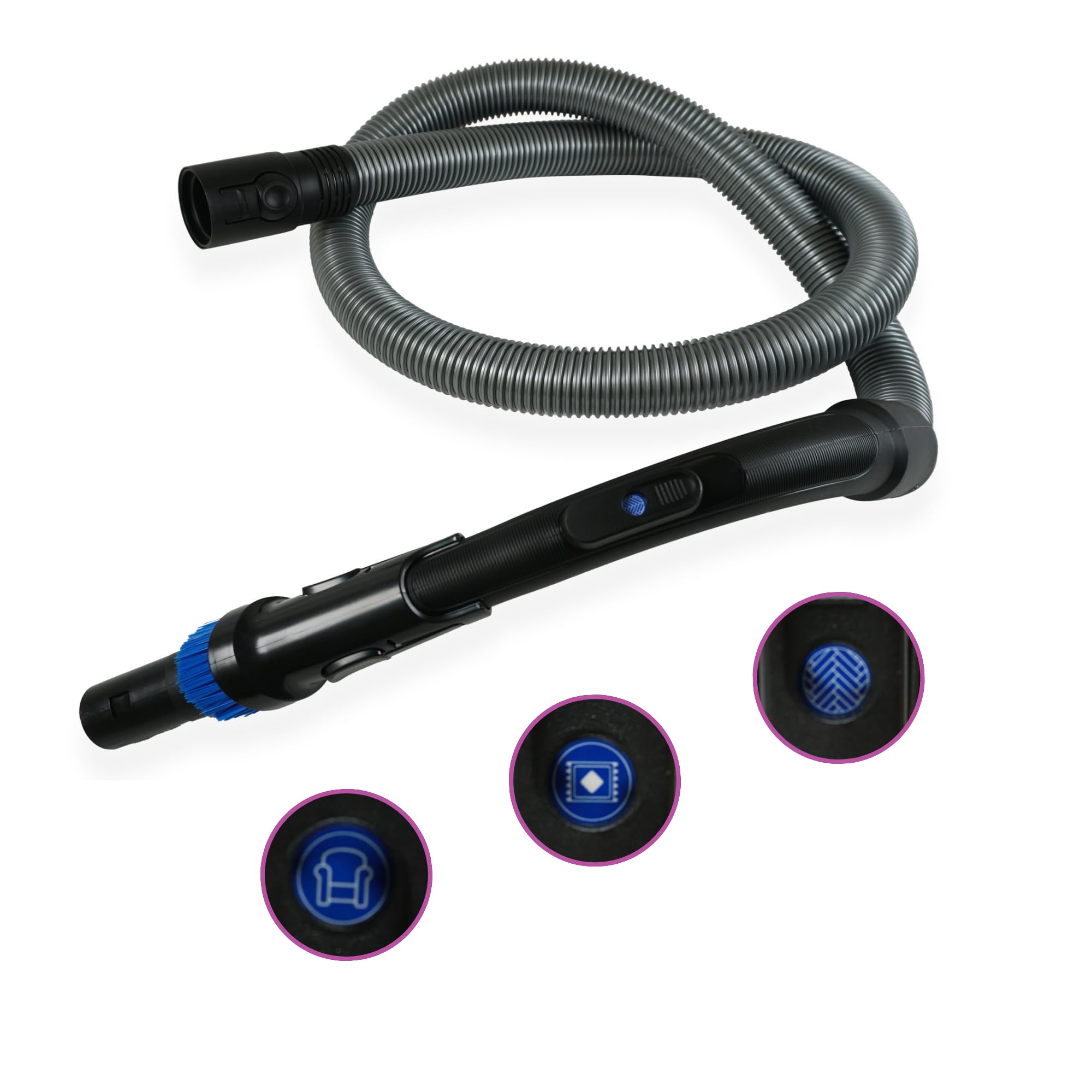 Manguera completa para aspiradora con mango CP0494/01 - Longitud 1,8 m - Compatible con Philips FC9331 - FC9349/01 - Powerpro compact - Referencia original 432200538251