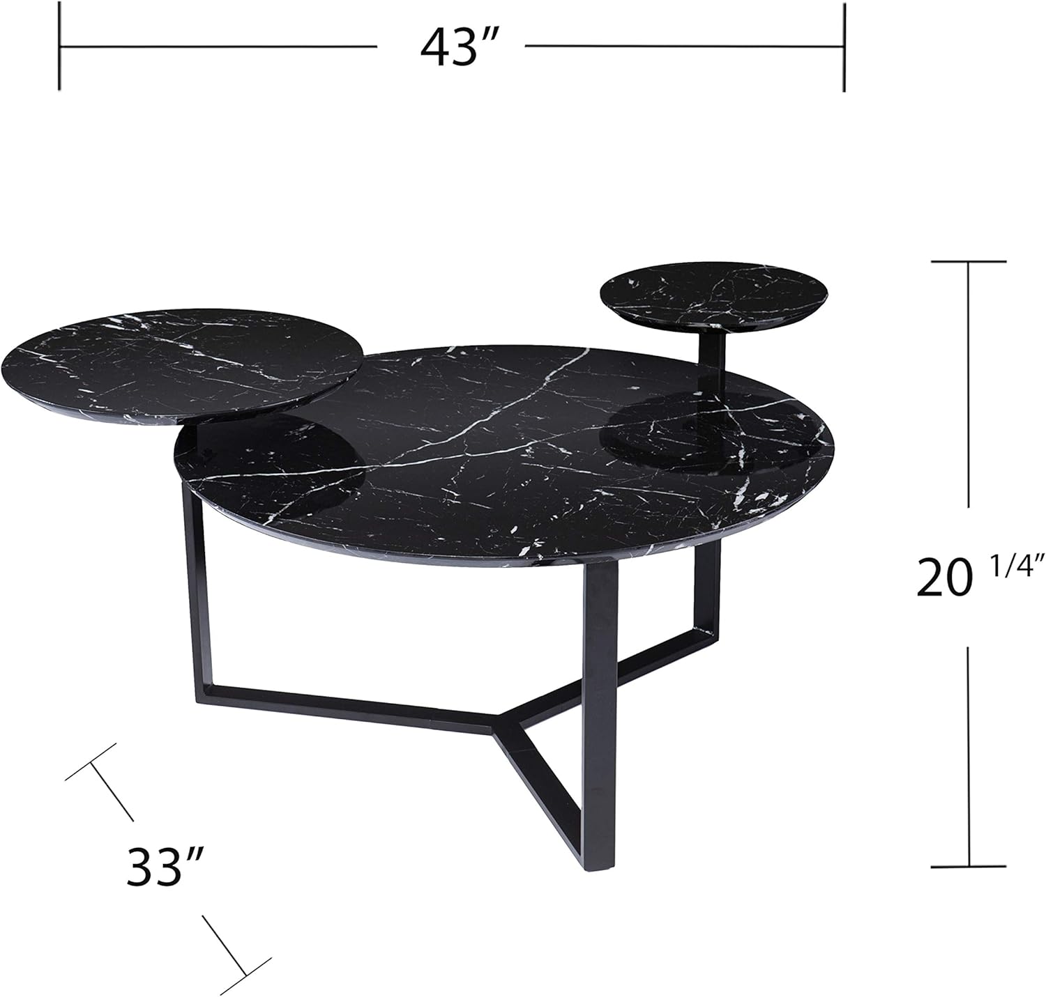 SEI Furniture Saxelby Contemporary Faux Marble 43" Coffee Table, Black