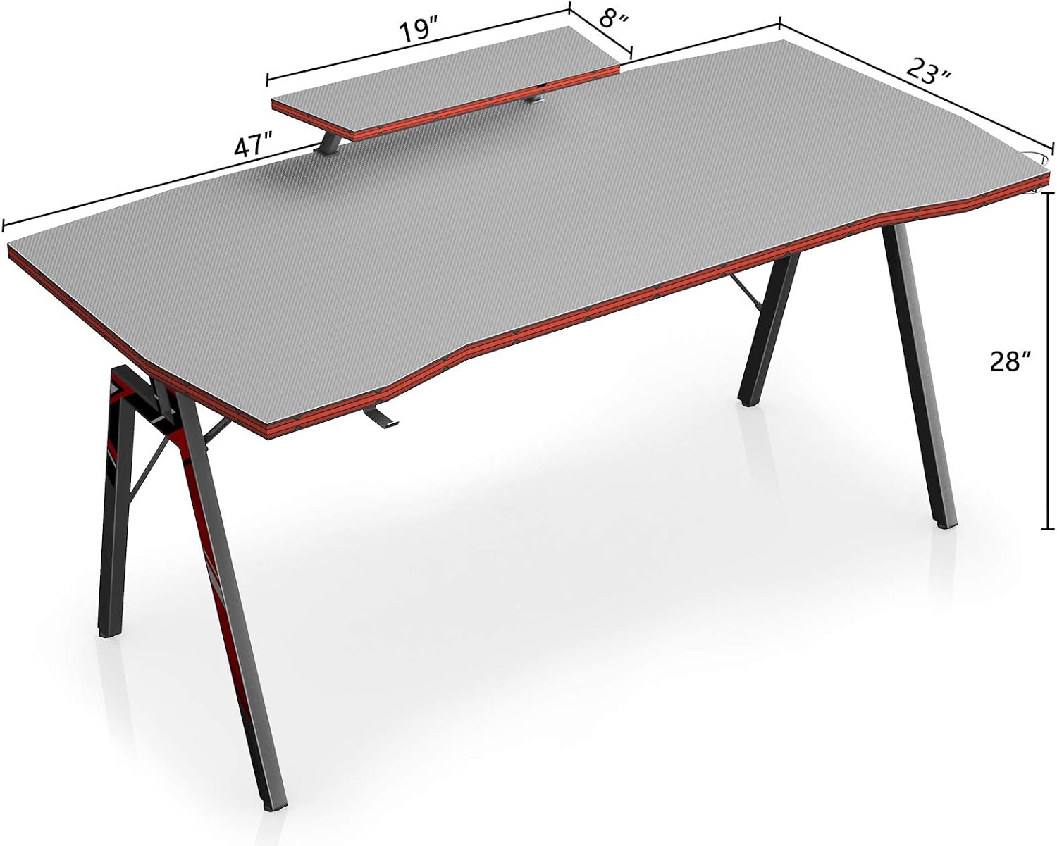 DESINO Gaming Desk 47 inch PC Computer Desk, Home Office Desk Table Gamer Workstation with Cup Holder and Headphone Hook, Gray