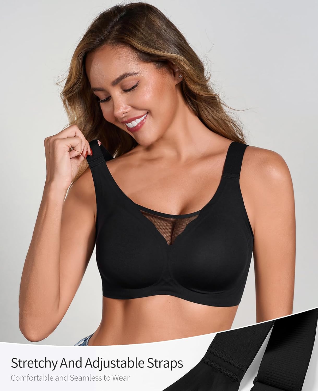 GLNEGE Womens Seamless Jelly Bra Comfortable Push Up No Underwire Supportive Bras Full Coverage Soft Everyday Bra