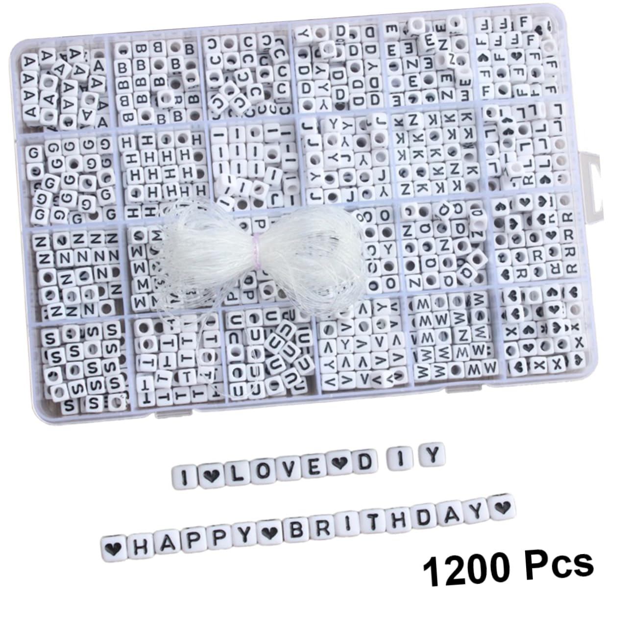 Würfel Alphabetperlen aus Acryl 6mm 1200 Stück für Schmuck