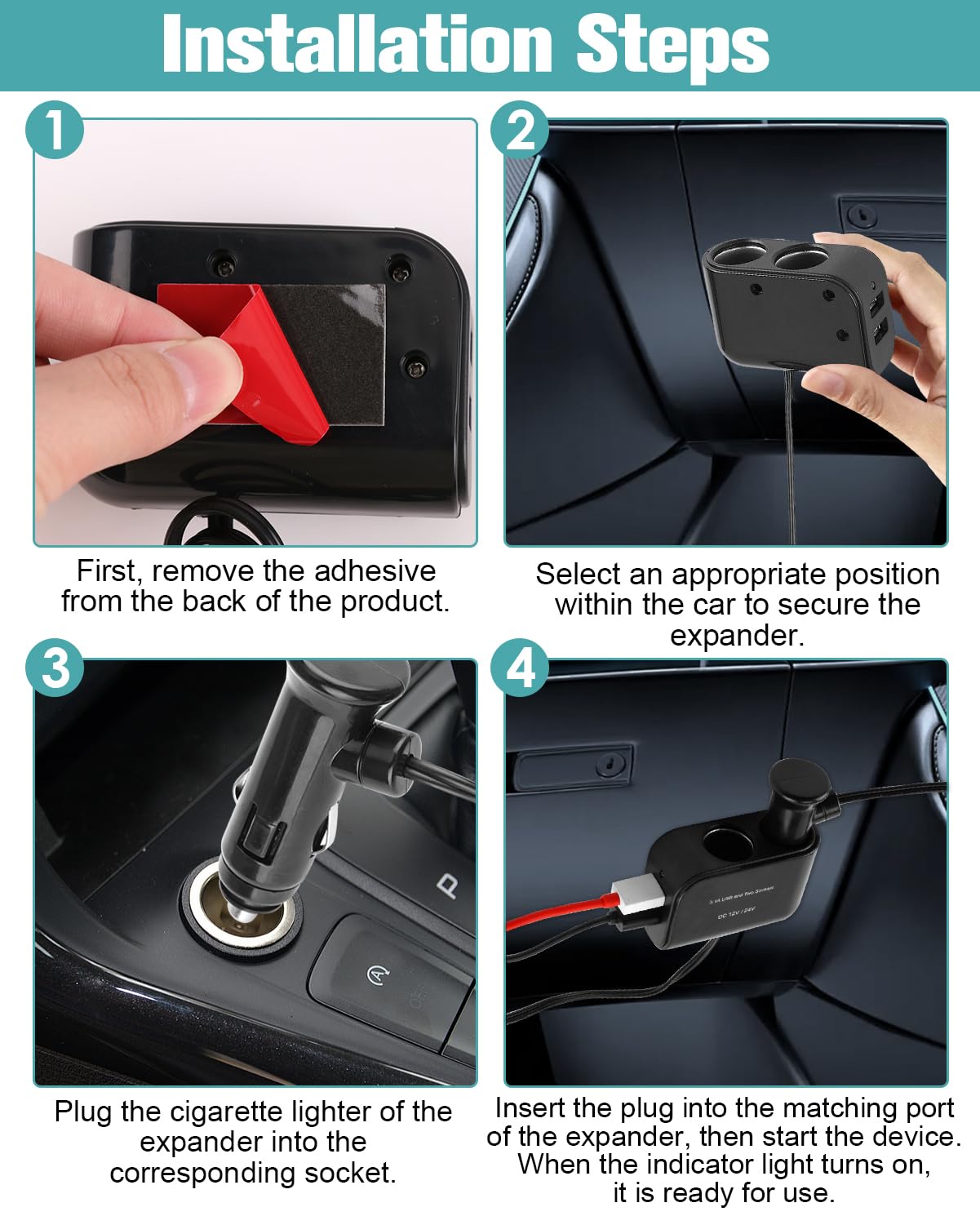 Splitter Accendisigari Auto Con 2 Prese E 2 Porte USB 3.1A – Caricatore 12V/24V Per GPS, Dash Cam, Smartphone – Ricarica Rapida