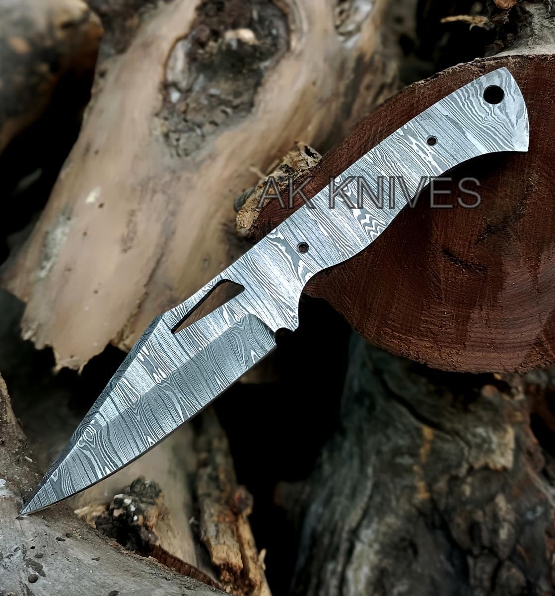 Damascus Steel Knife Blank Blade for Knife Making Full Tang, Hunting Knife Blank, Diy Skinning Knife Blank, 8 In Twist Pattern