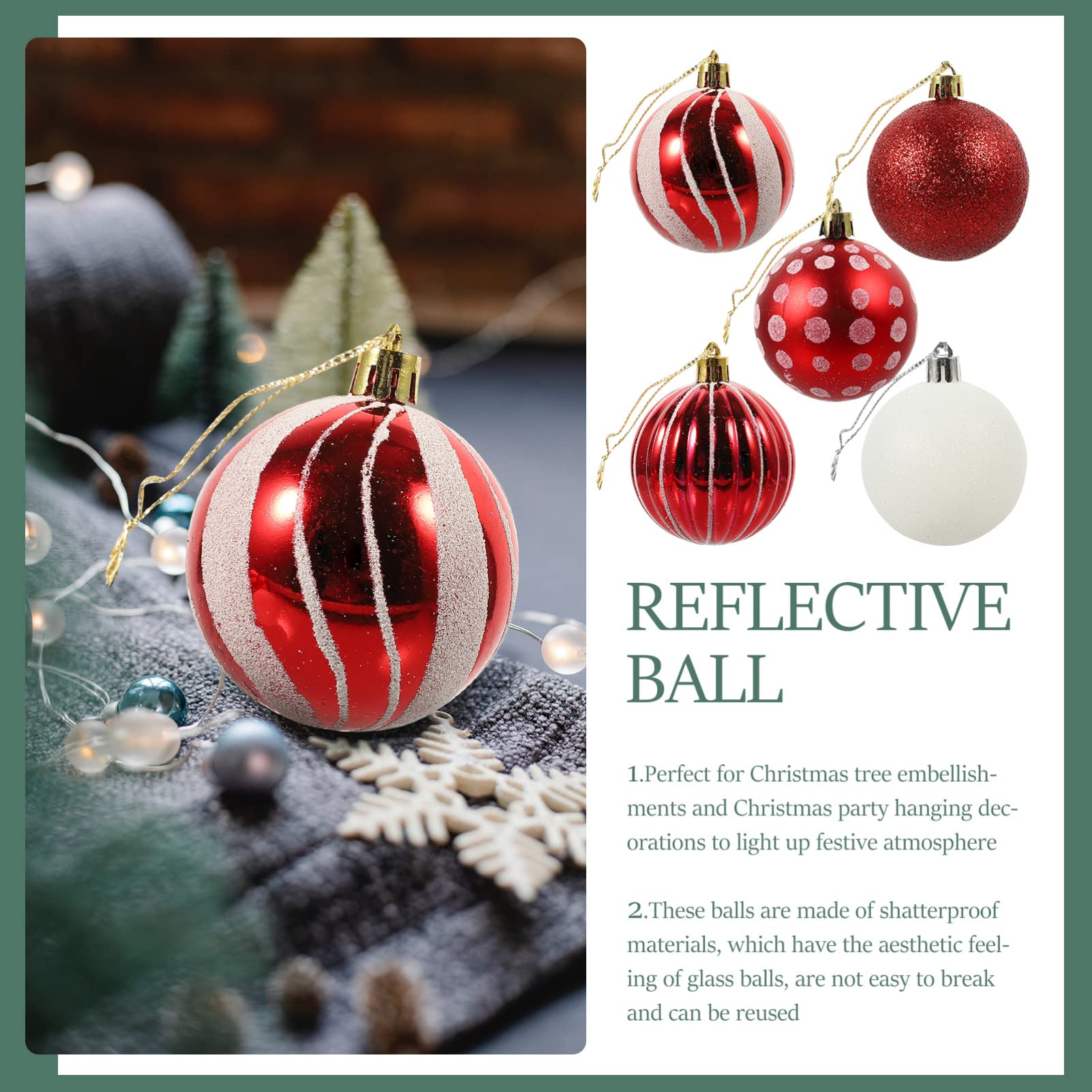 30 Piezas Bolas de Navidad Pintadas Adornos de Bolas de Navidad Bolas de Navidad Adornos de Bolas de Árbol de Navidad Adornos de Bolas de Árbol de Navidad Decoraciones de Árboles de Bolas de