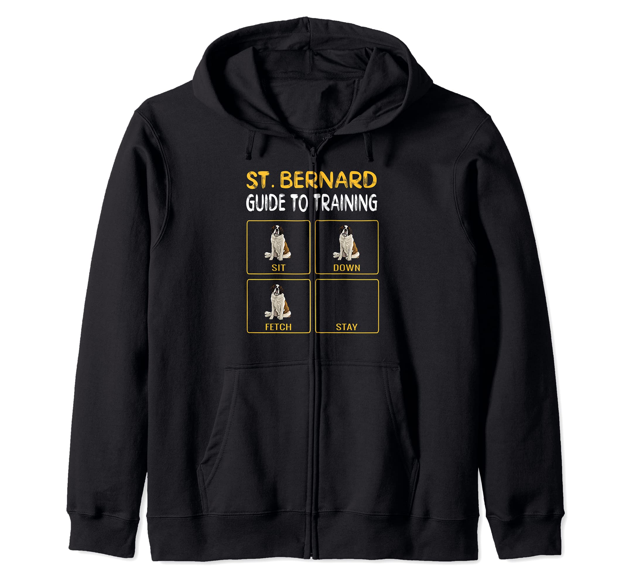 Funny St. Bernard Guide To Training Dog Obedience Trainer Zip Hoodie, Black