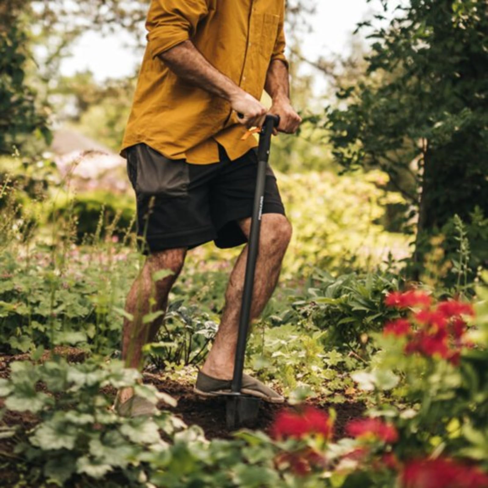 Piantabulbi Fioriera Trapiantatore con Manico Lungo 1Mt, Piantatrice Bulbi con Pedana Poggiapiedi Antiscivolo, per Spingere il Terreno, Trapiantare Piantine, Fiori o Verdure senza Piegarsi