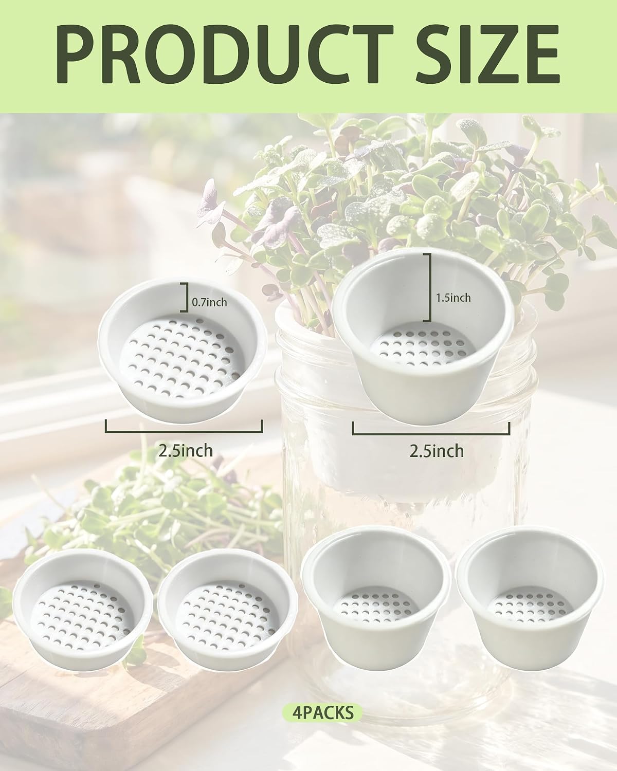 Sprouting Jar Kit, Microgreens Growing Kit with Microgreen Grower for Mason