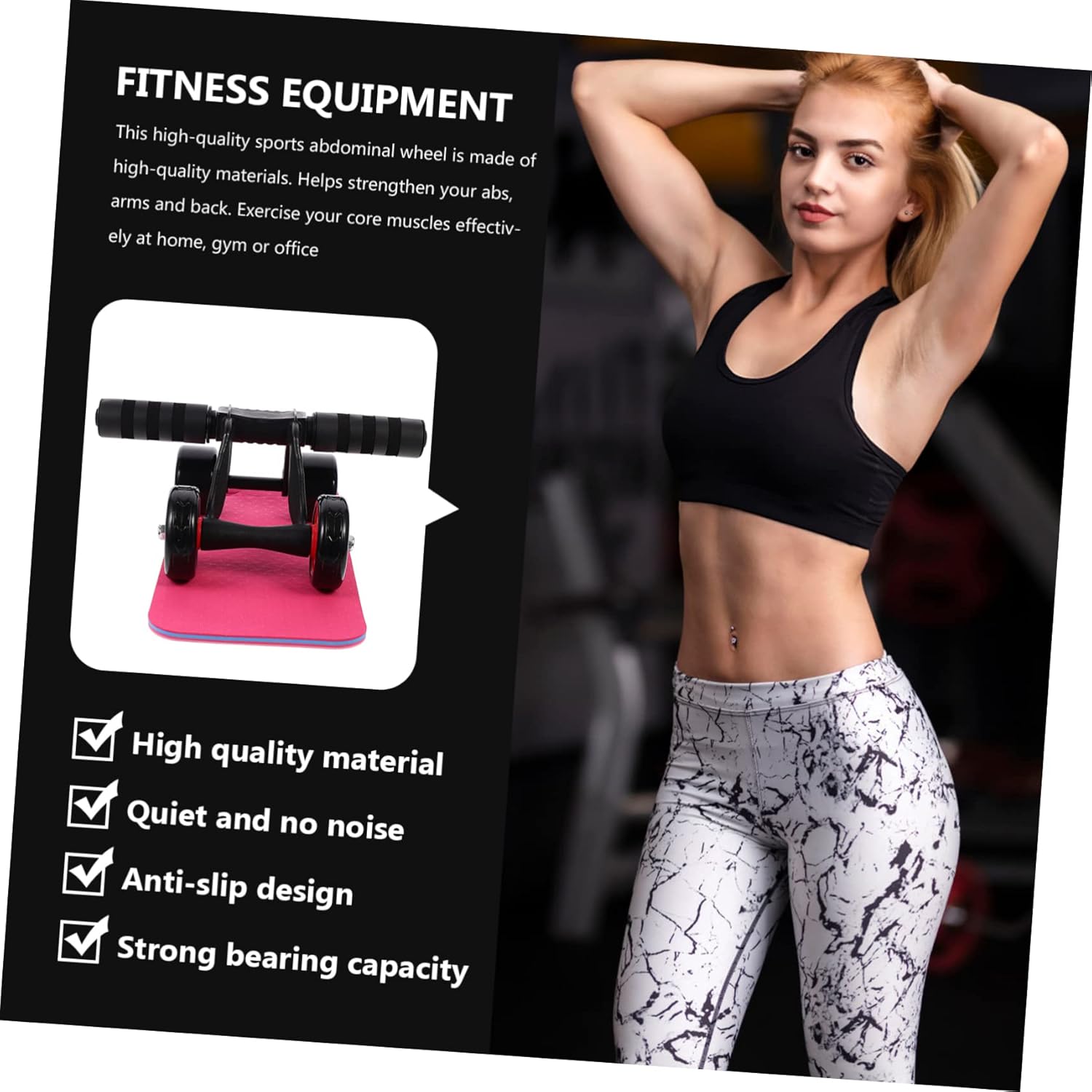 Mipcase Abdominal Wheel Ab Roller for Exercise Fitness Wheel Non-slip Silent Movement for Levels