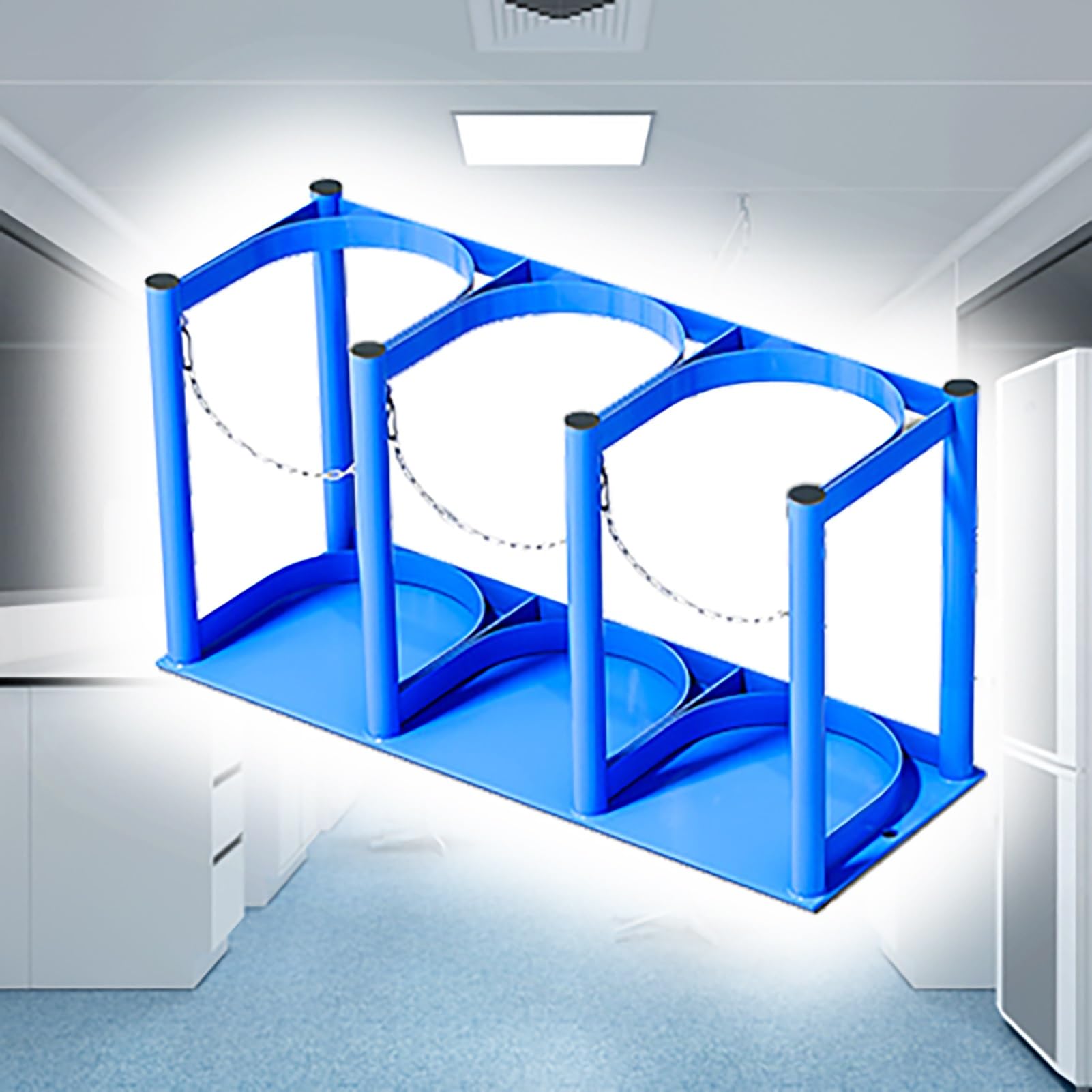 OWOHYG Oxygen Cylinder Rack With Chain,Secure Floor Mount Holder For Laboratory,Clinic, Storage.L-57cm(22 1/2