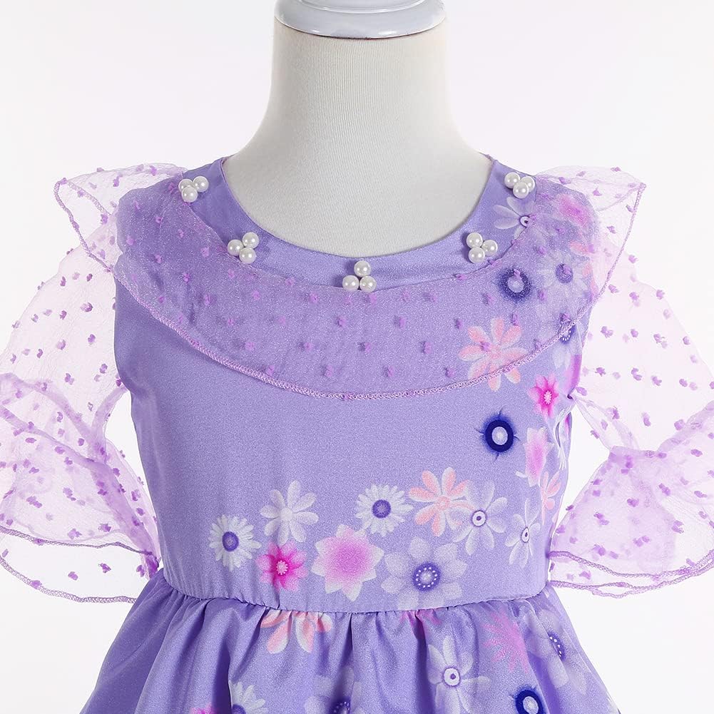 Mirabel Costume for Girls Cosplay Isabella Outfit Princess Halloween Dress Up With Earrings