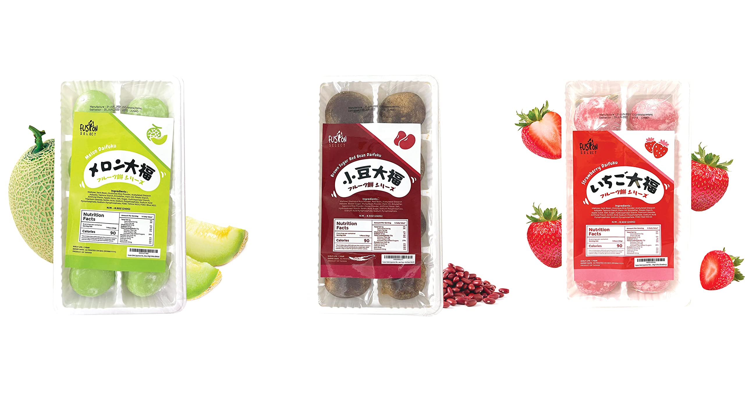 Fusion Select Japanese Variety Fruit Flavor Daifuku Mochi Bean Jam Rice