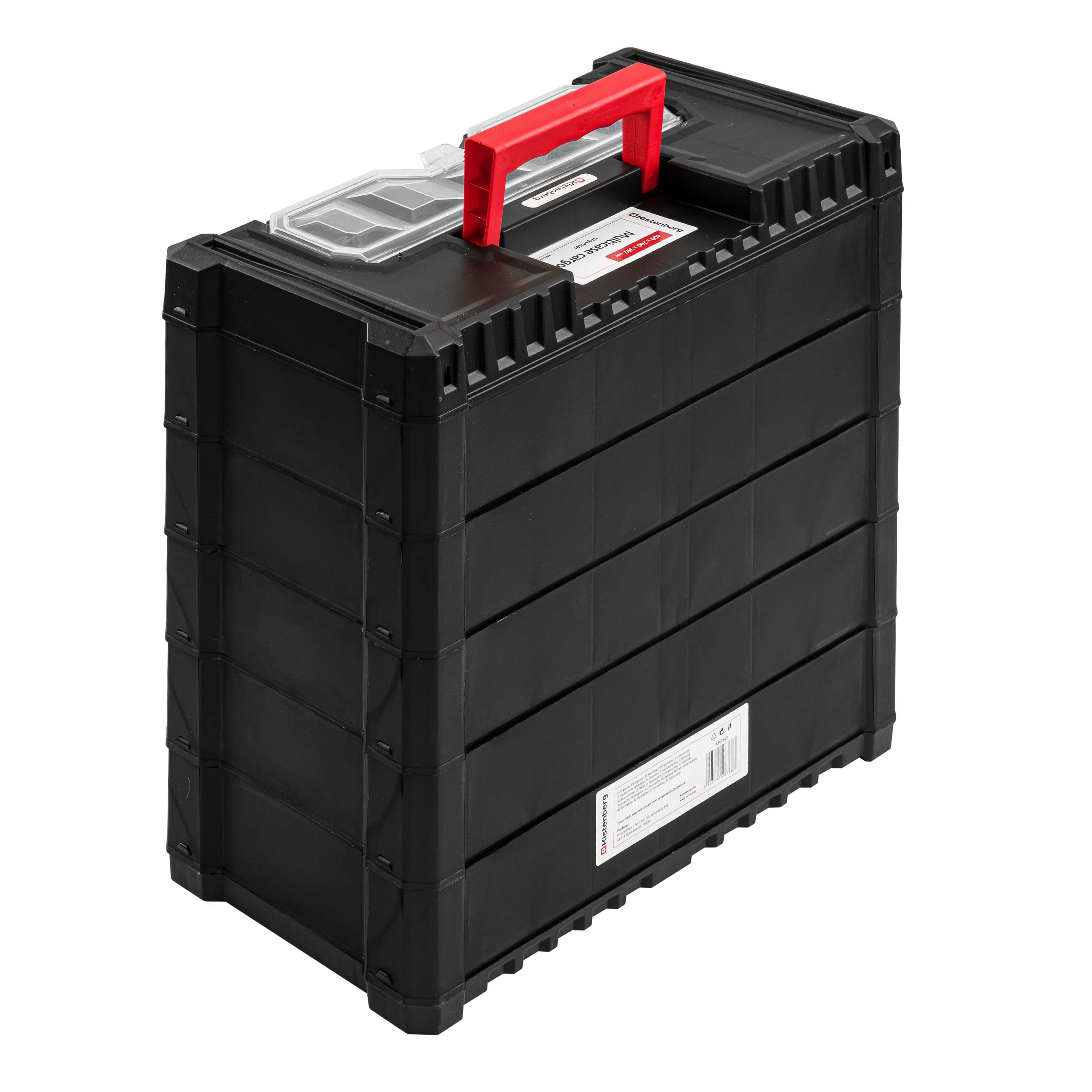 Caja Maleta Taller Maleta Organizador Cajones Organizador de Herramientas Estante Estante Tornillos Plástico Negro Transparente 40 x 20 x 39,2 cm