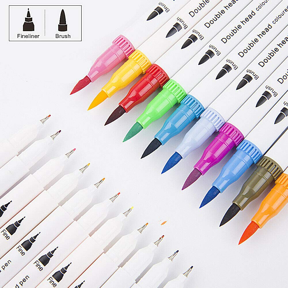 SUPERTOOL Aquarell-Marker, 36 Stück mit doppelter Spitze, flexible Pinselstifte für Kinder und Erwachsene