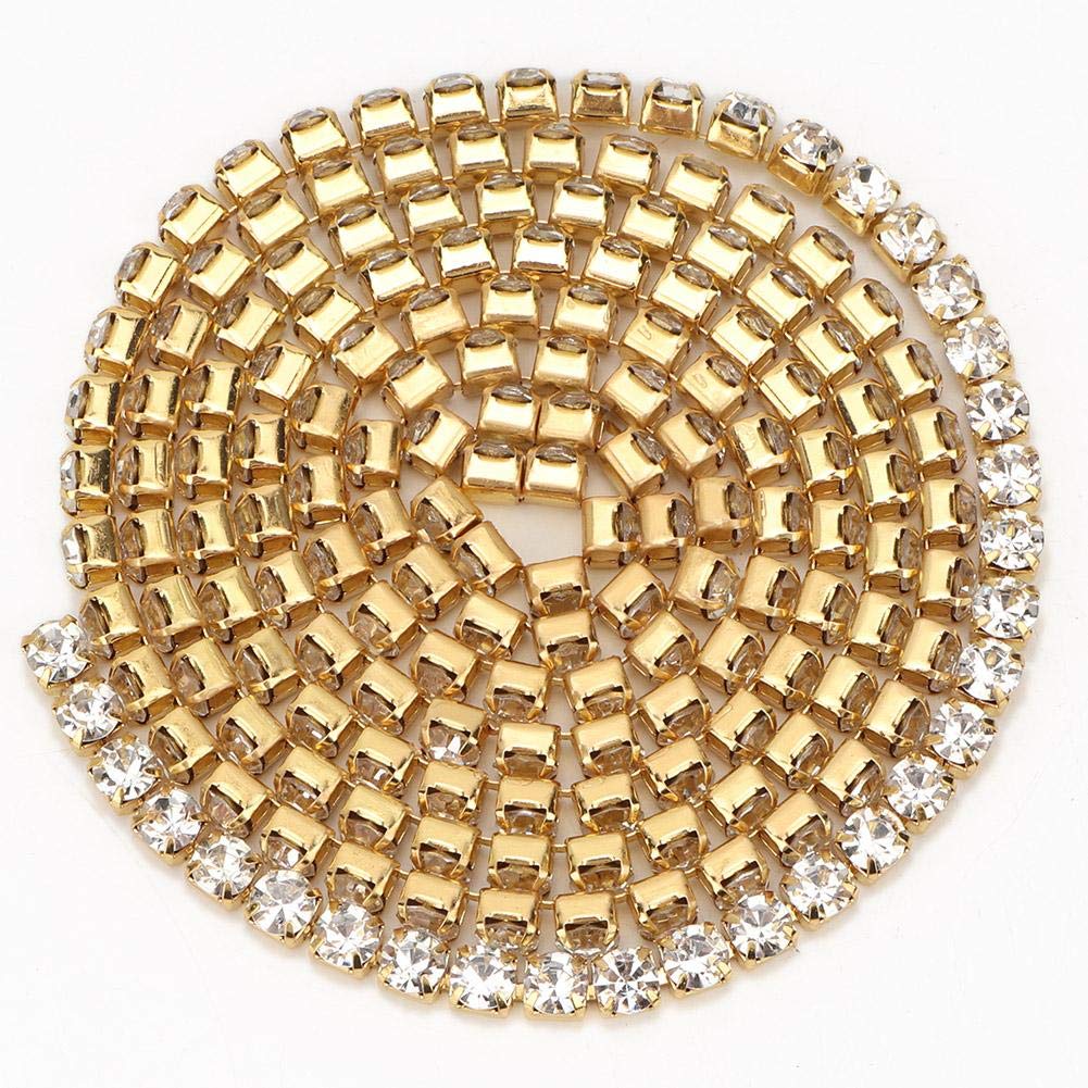 Nastro di da 10 Iarde, Rotolo di Rifinitura a Catena in Cristallo di Diamante in Resina per la Decorazione di Cucito della Festa Nuziale del Mestiere Fai-da-te(4mm-Oro)