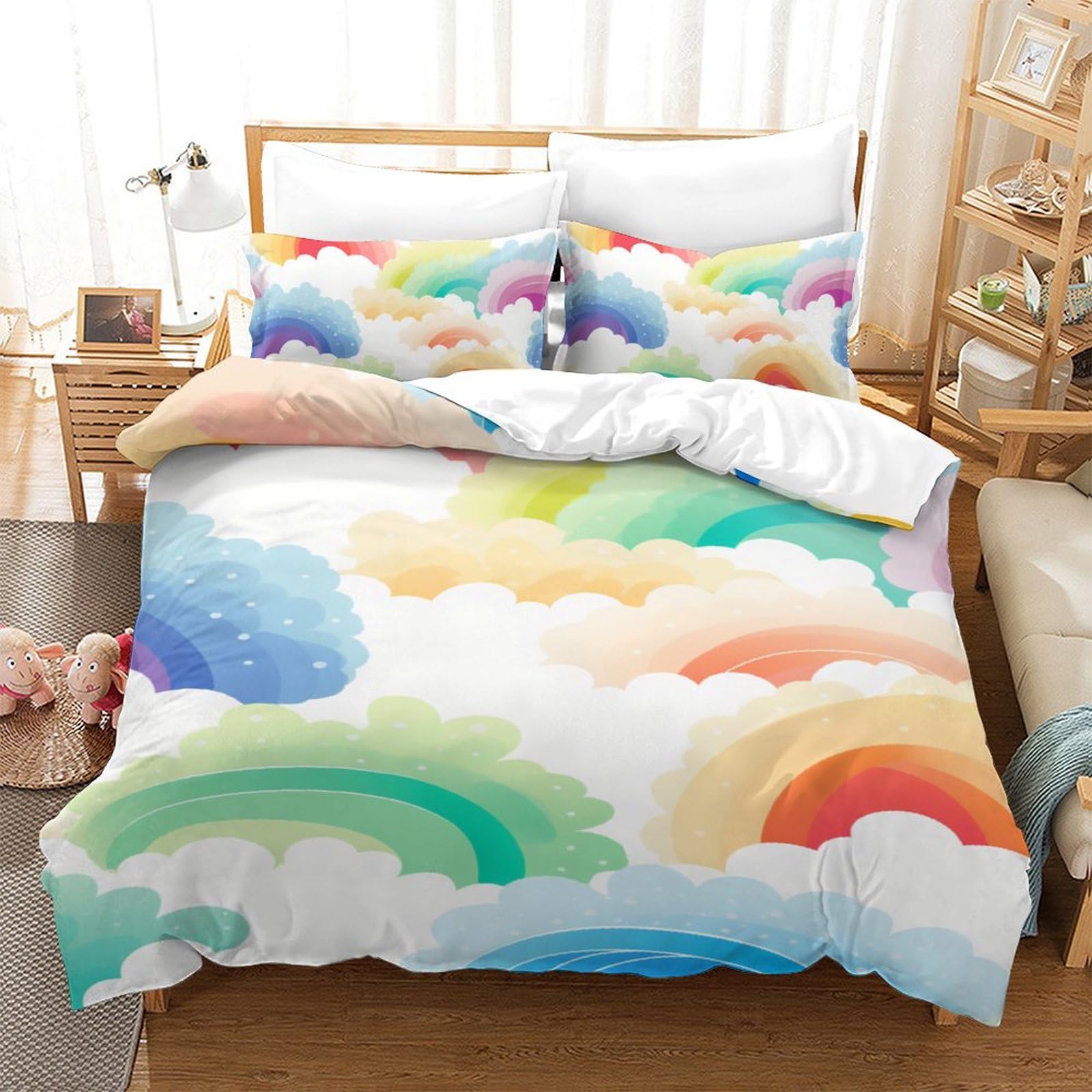 Housse de couette en microfibre imprimée 3D et zippée Le Rainbow