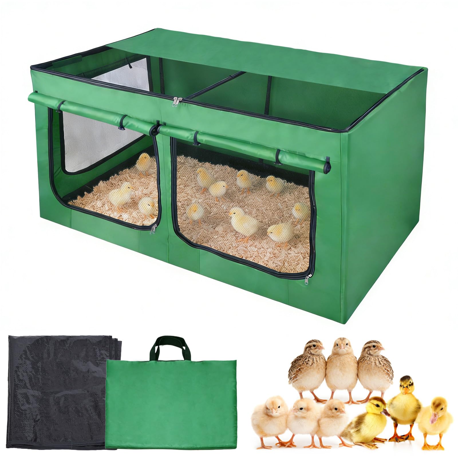 Brooder Box for Chicks, Chicken Run Large Chick Starter Kit Portable Brooding Pen with Breathable Mesh&Waterproof Pad Outdoor Indoor