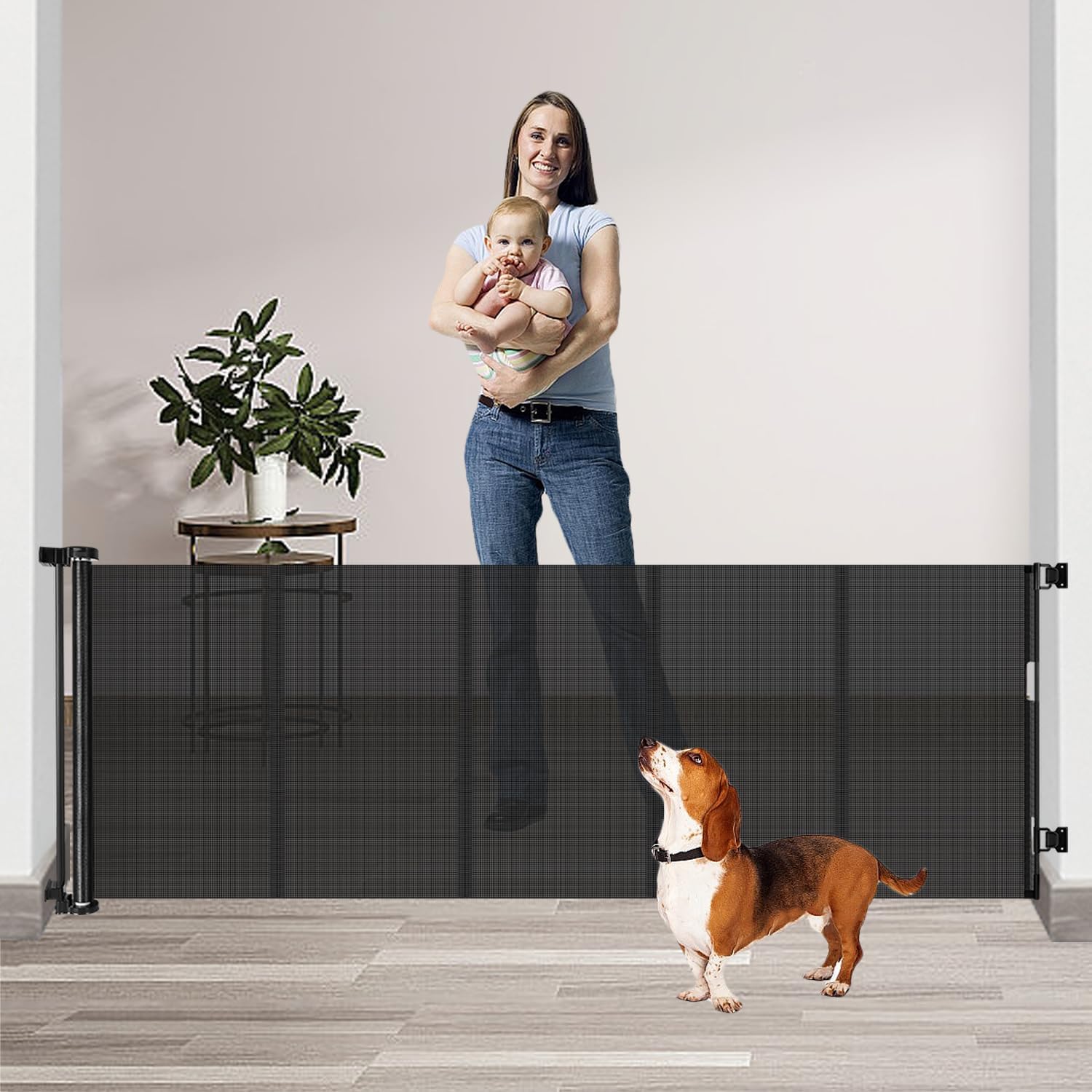 24 Inches Tall Retractable Dog Gate for The House, Short
