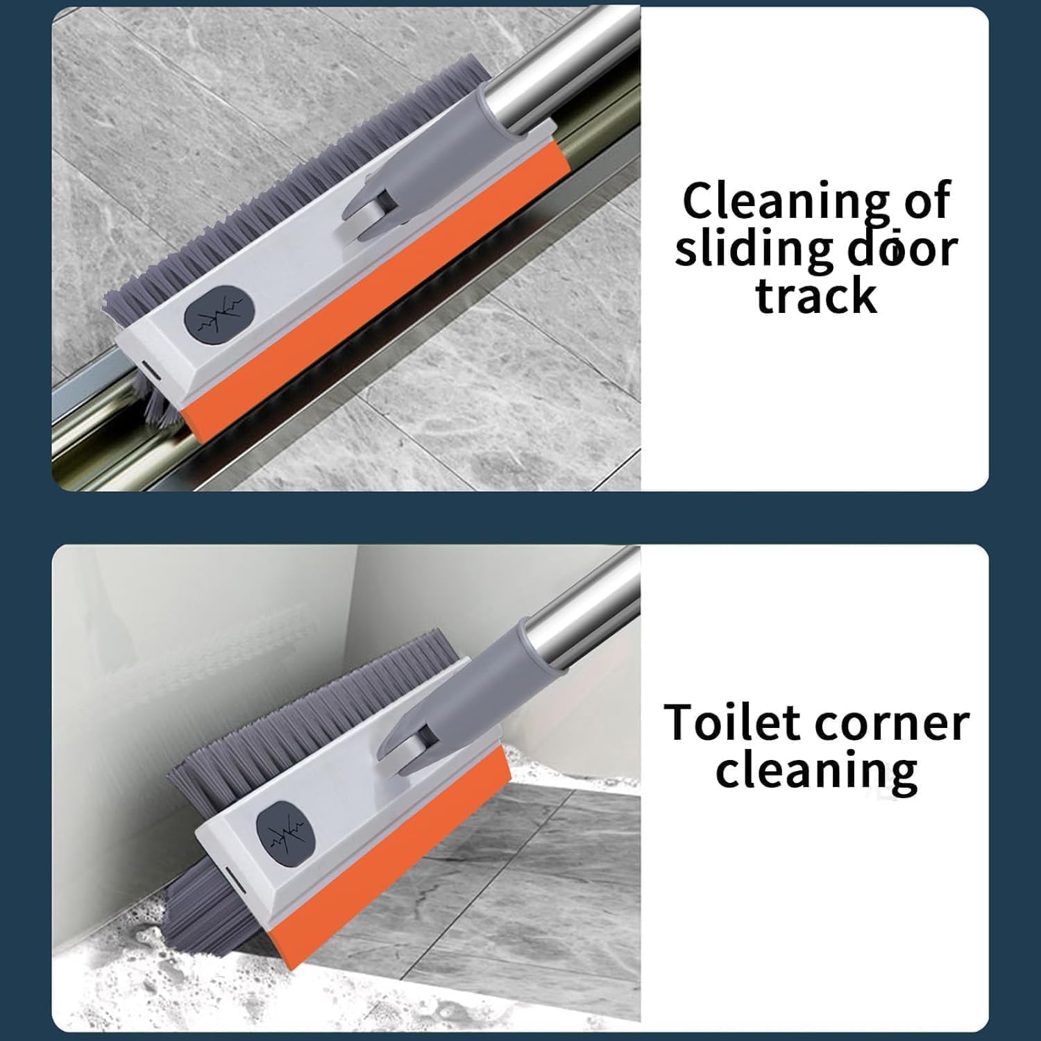 KitchVintalook Bathroom Cleaning Brush with Wiper Upgraded 3 in 1 Toilet Brush Bathroom Brush with Long Handle 180° Rotate Bathroom Floor Cleaning Brush Bathroom Cleaning Accessories 3