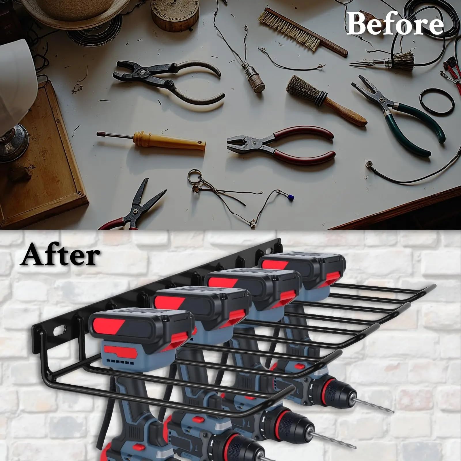 Soporte Para Herramientas Power Tool Organizer Wall Mount Drill Holder | Holds 4 Tools Easy Install Screws Anchors