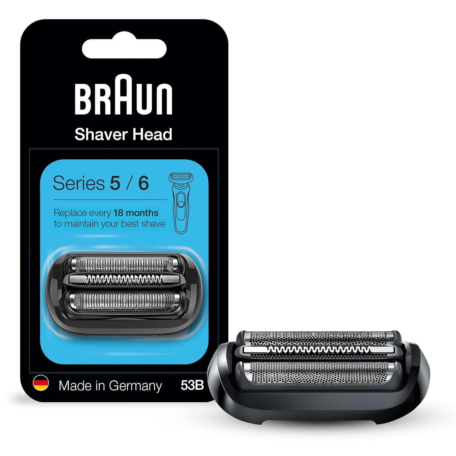 Braun Series 5 53B Electric Shaver Head, Black – Designed for Series 5 and Series 6 shavers (New Generation)