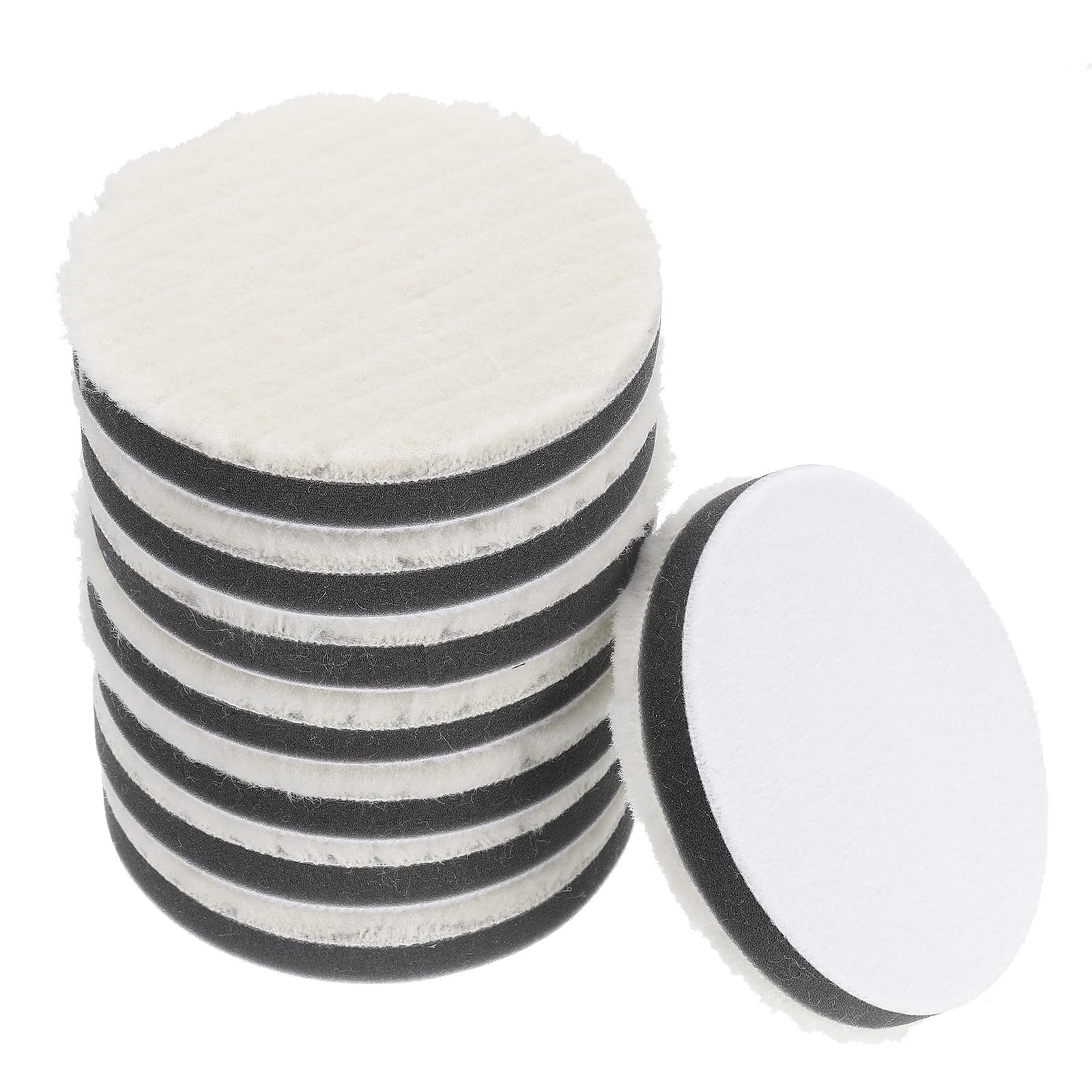 uxcell 4" Wool Felt Sponge Polishing Pad Hook and Loop Buffing Wheel for Orbital Polisher Buffer 8 Pcs