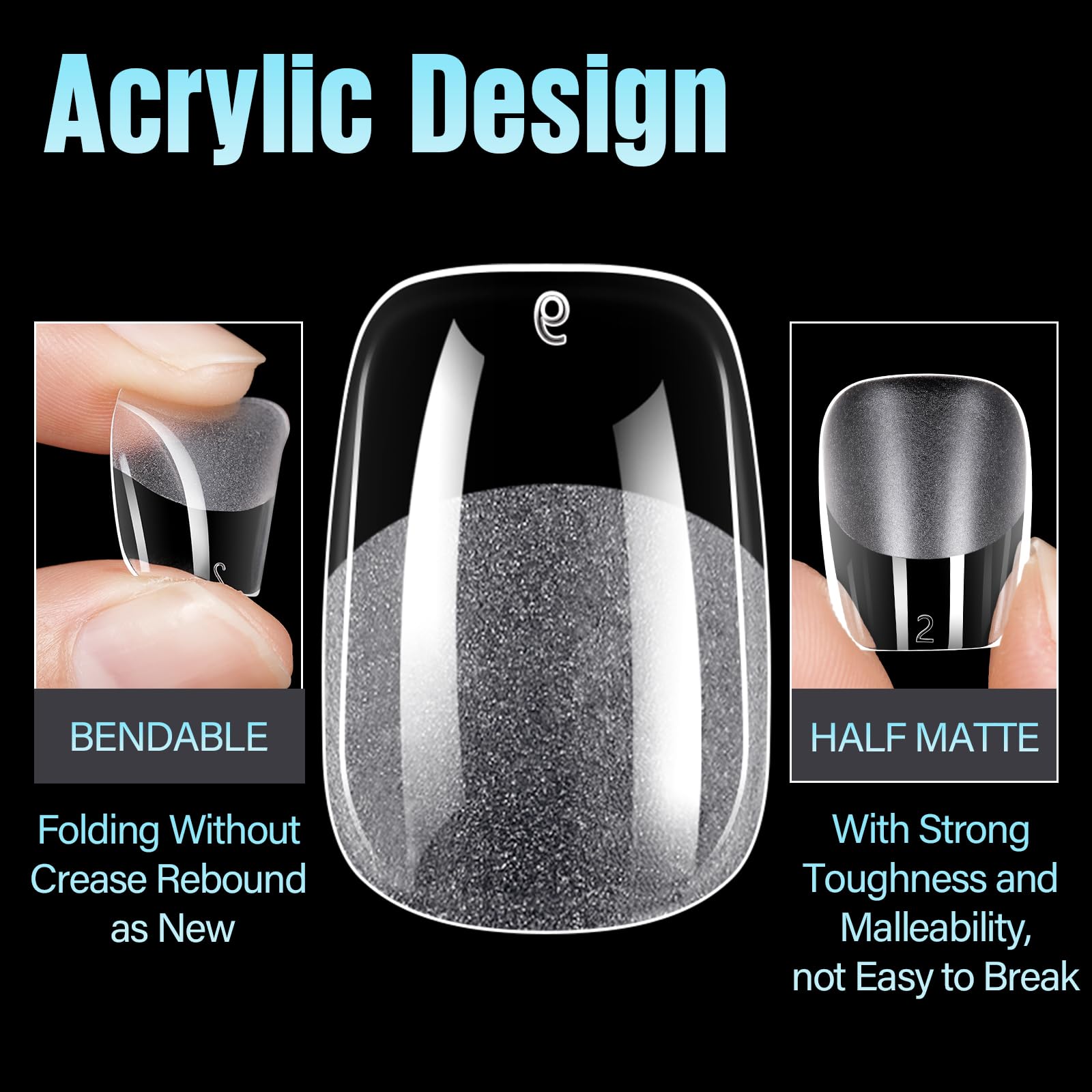 TOMICCA Short Square Gel Nail Tips, 510PCS Half Matte Full Cover No-File Extensions False Nails, Short Squoval -Half Matte - Image 4