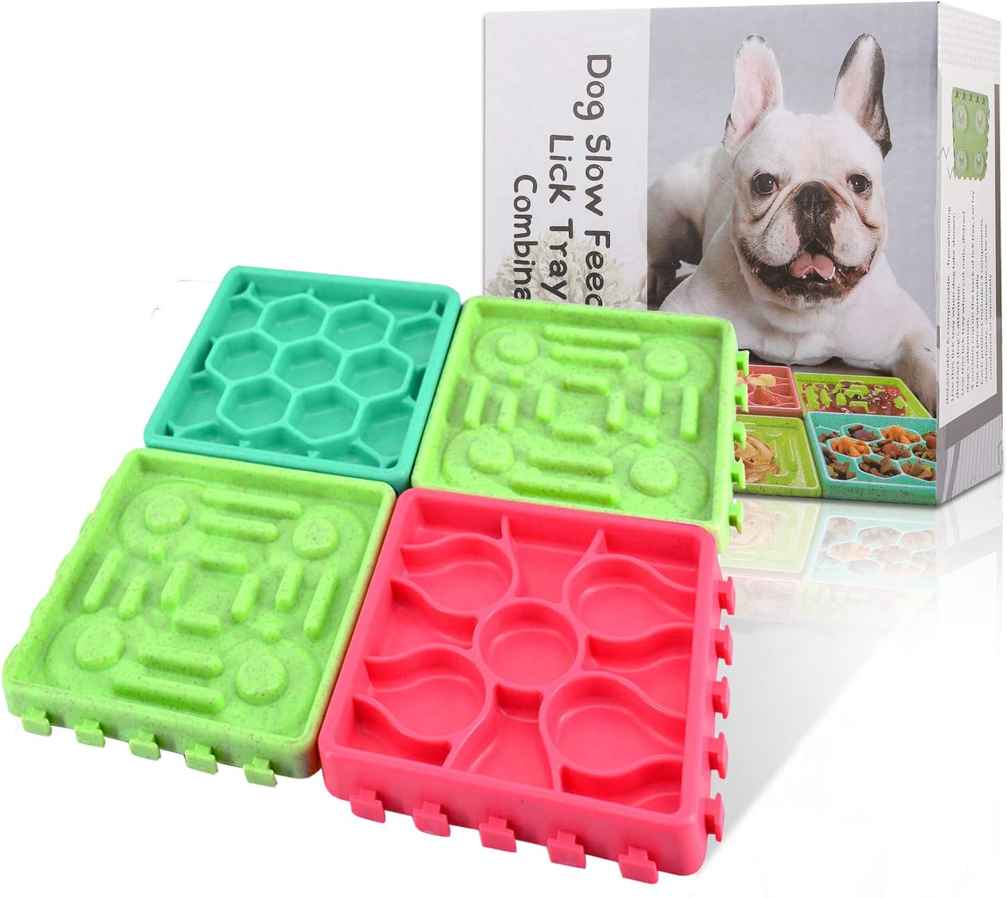 4 PCS Slow Feeder Dog Bowls & Lick Mats for Dog and Cats for Slower Healthier Eating| Relieve Anxiety and Boredom,Dry & Wet Treat…