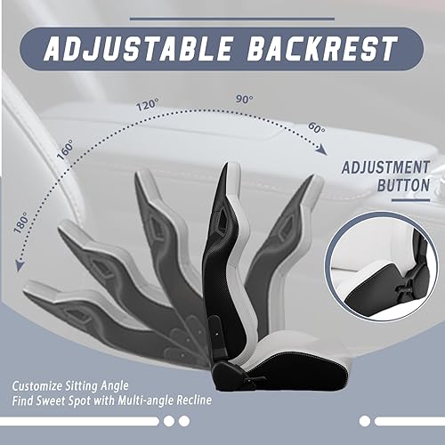 Miniatura 48 de 2 piezas de asientos universales de carreras con deslizadores de doble bloqueo, 1 par de asientos de cubo de cuero PVC con dos almohadas de Negro