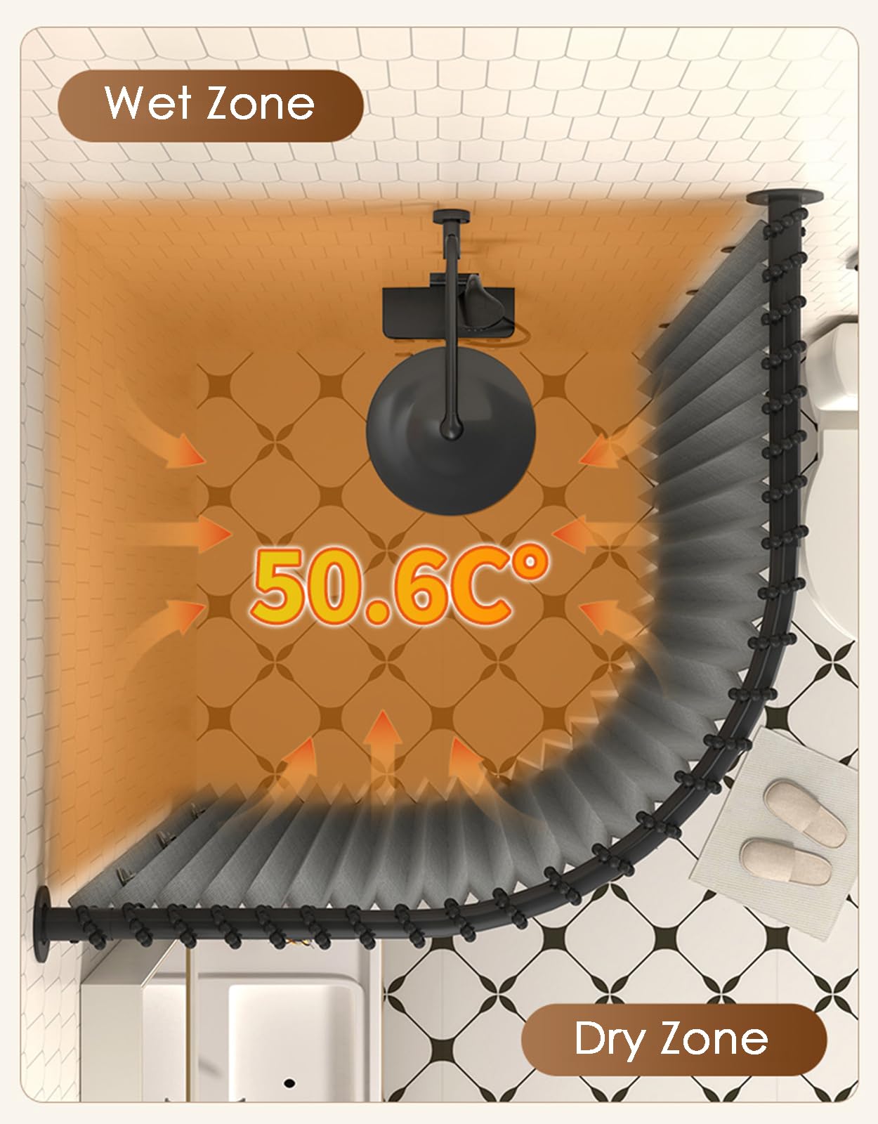 Set di Tenda da Doccia Pieghevole, con Asta per Tenda da Doccia A L E Barriera Antispruzzo Angolare, con Ventose Magnetiche, per Bagni di Piccole Dimensioni(X85-90×Y90-100,Blue+Chrome)