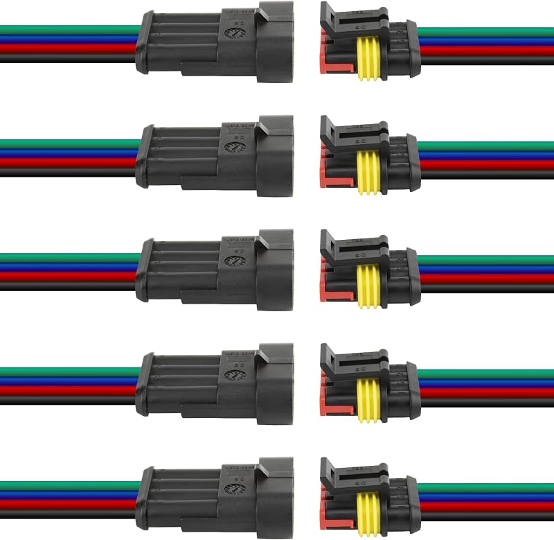 Conector elétrico automotivo à prova d’água BFXM 4 pinos para fio 16 AWG – 5 pares