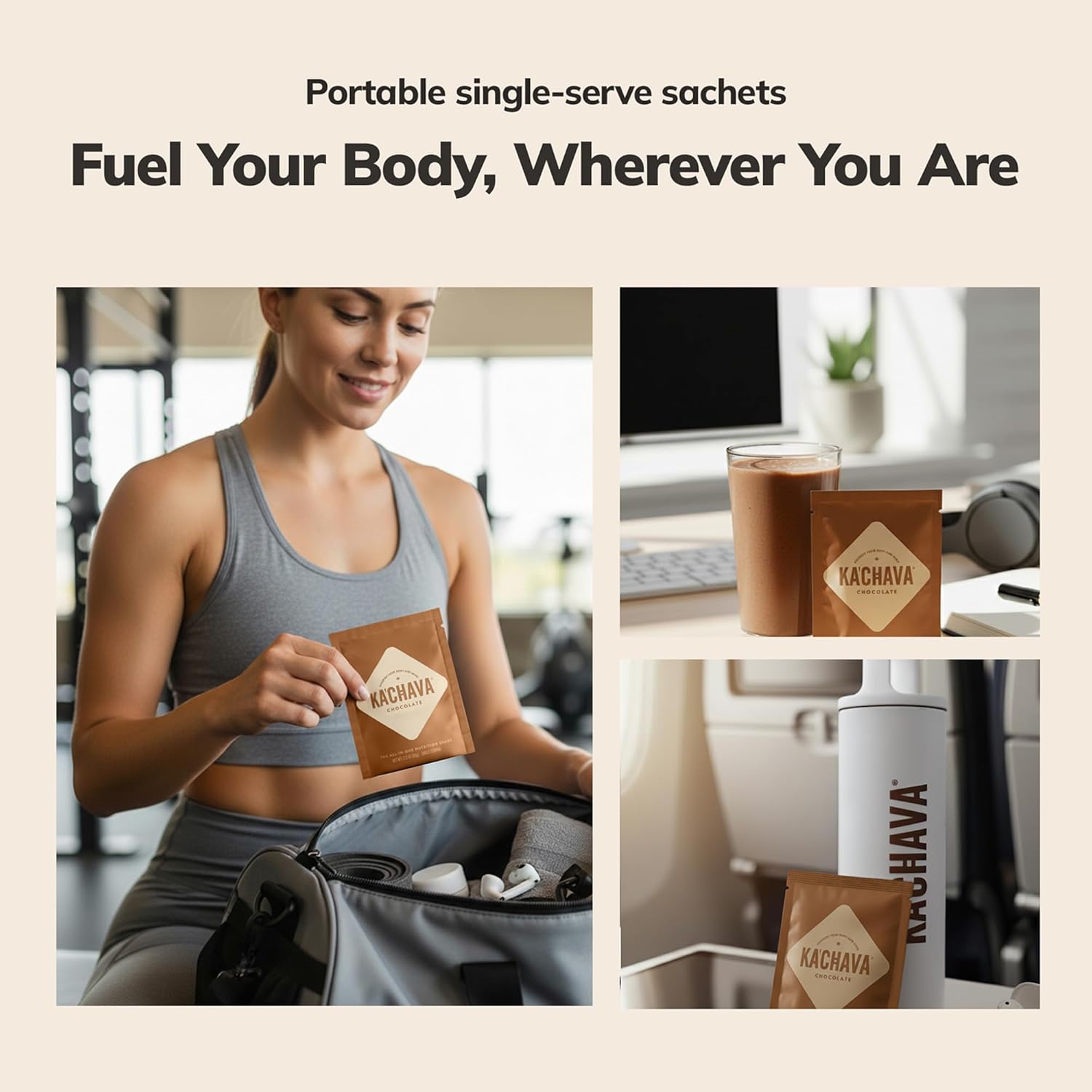 Ka’Chava Whole Body Meal Shake Bundle – Matcha 2lb Bag + Chocolate Travel Sachets (5 Servings) – Vegan Protein Powder with 85+ Superfoods – Gluten Free Plant-Based Meal Replacement