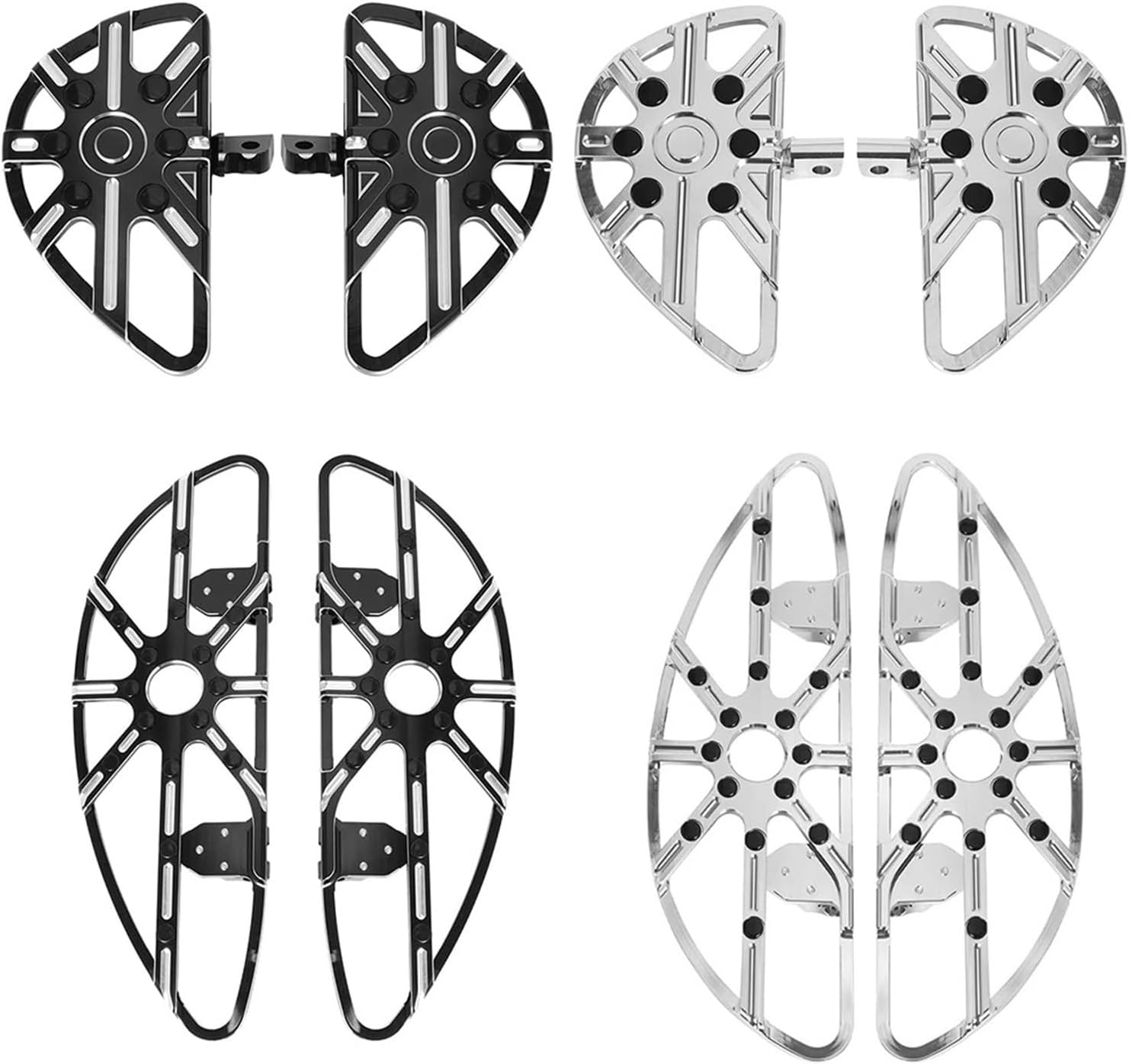 Pedal Foot Rest Motorcycle Driver Floorboard Male Mount Rest Floor Boards Pedal Black Fit For Harley Fit For Softail Touring Road Glide Footrest Edge Slip Pedal Motorcycle Accessories(Chrome Rear Foot