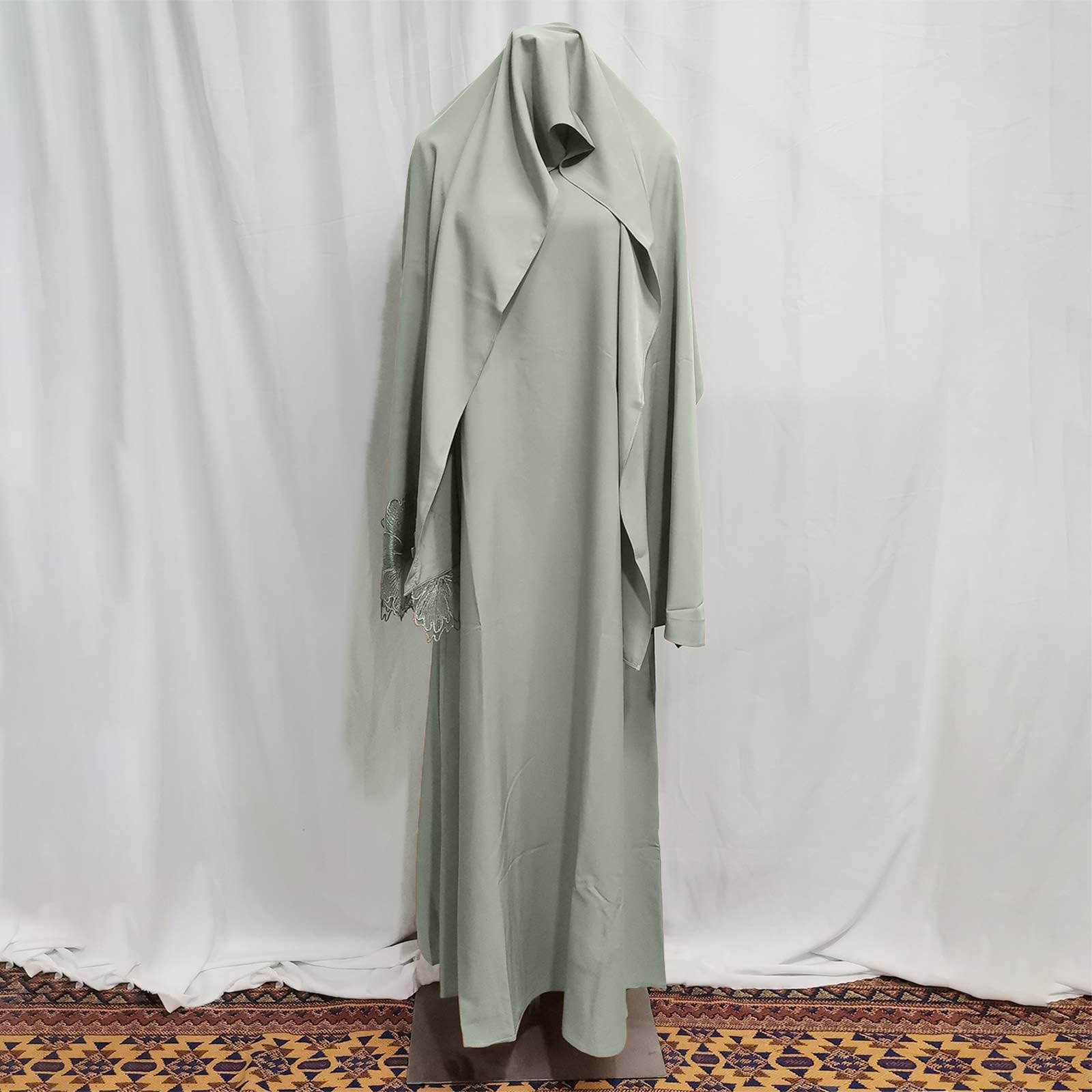 Ramadán Vestido Mujer Ramadán Burka Abaya Largo Suelto 2 piezas Ropa Islámico Kaftan Largo Burqa Islámico Oriente de una Pieza para Mujeres