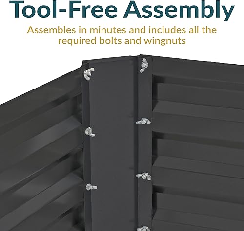 Miniatura 165 de Sunnydaze Cama de jardín de metal elevada de 11.75 pulgadas de alto, cama de jardín elevada galvanizada para exteriores para verduras y flores