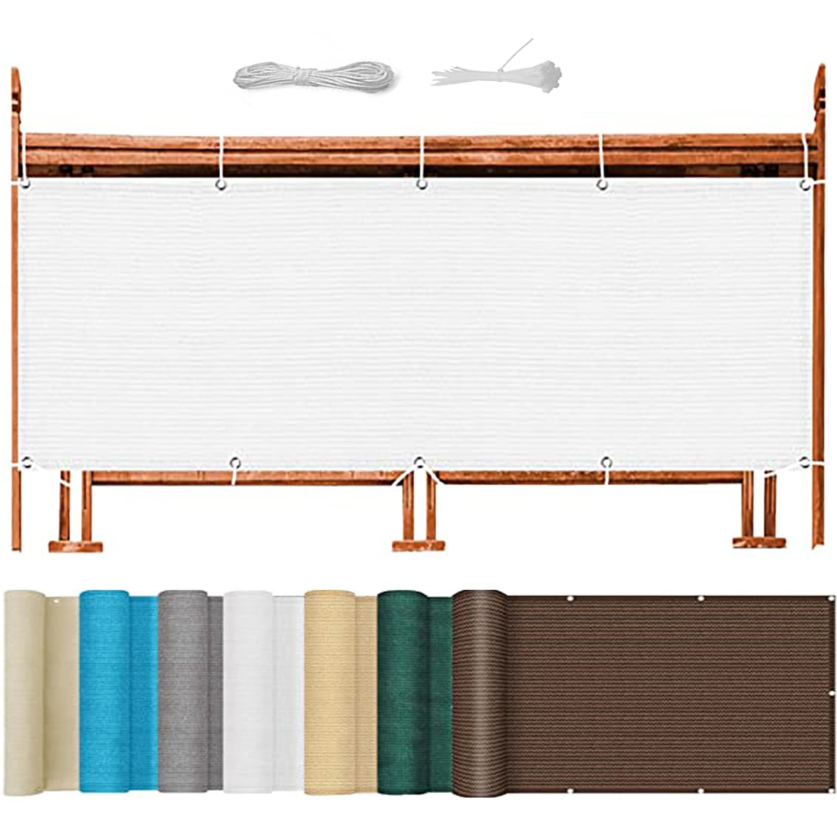 GLDYTVF Outdoor Balcony 70x1000 cm Weatherproof Wind & Dust Protection with Grommets & Cord Ideal for Garden and Balcony Fences - White