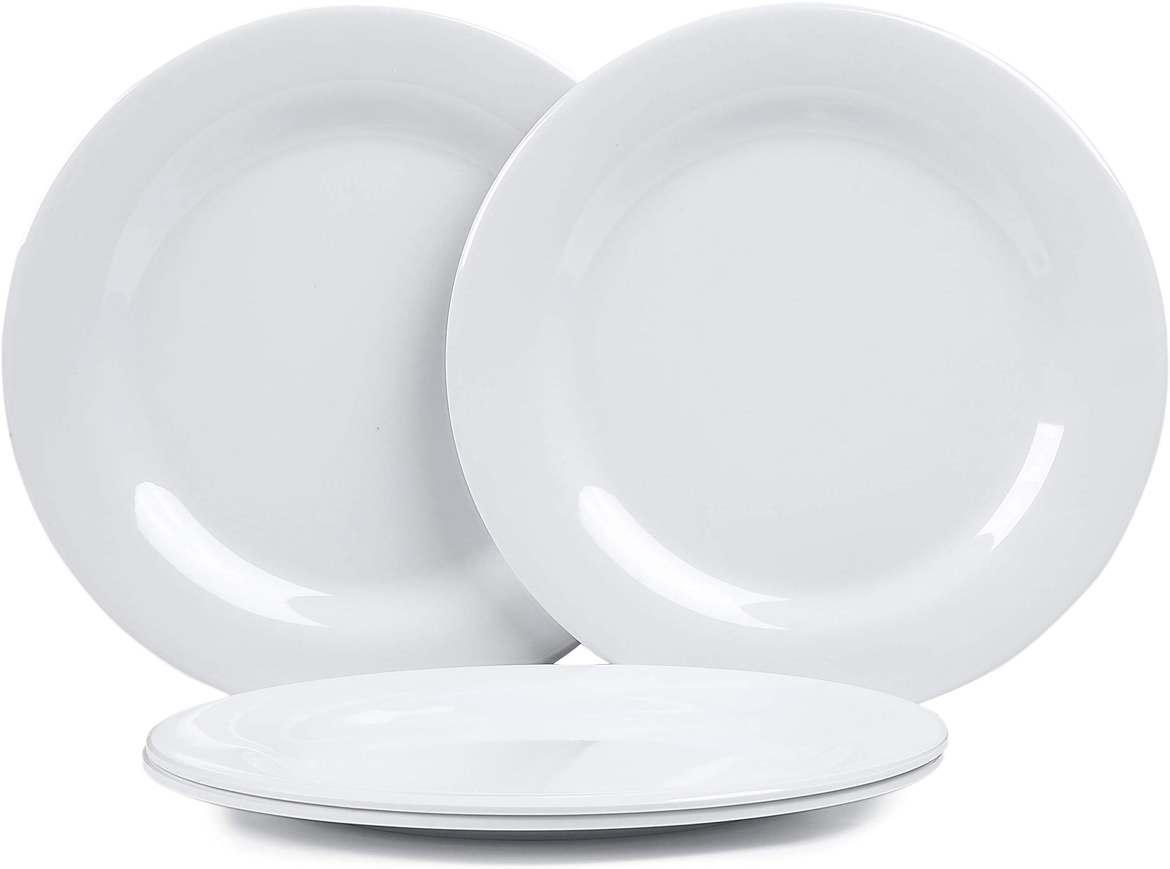 Melamine Plates - 10inch 4pcs Dinner and Salad Plates set for Everyday Eating,Break Resistant,White