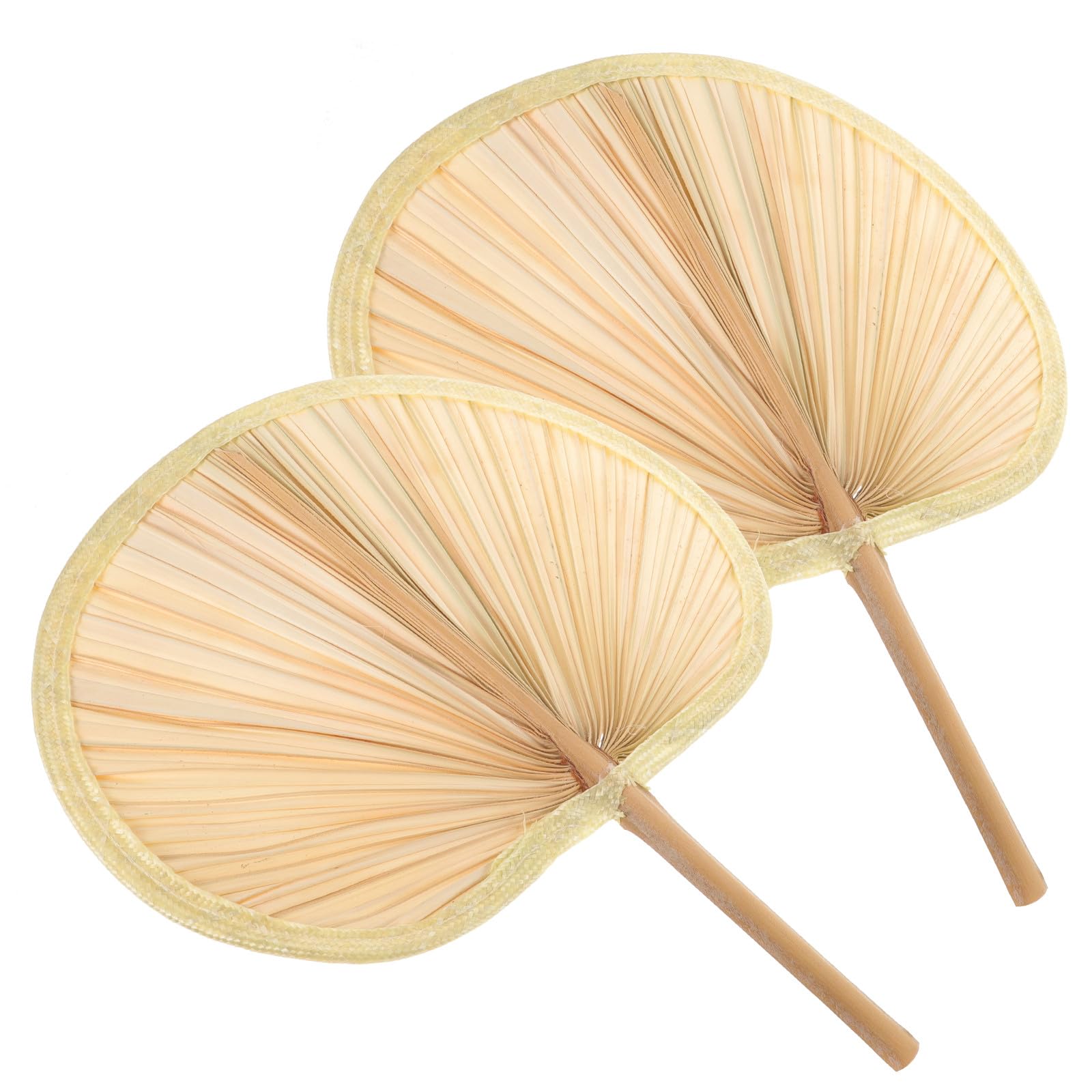 TOYANDONA 2Pcs Handmade Woven Banana Leaf Hand Fans Large Summer Cooling Fans Traditional for Indoor Use and Outdoor Bbq Lightweight Vintage Style for Women and Elderly