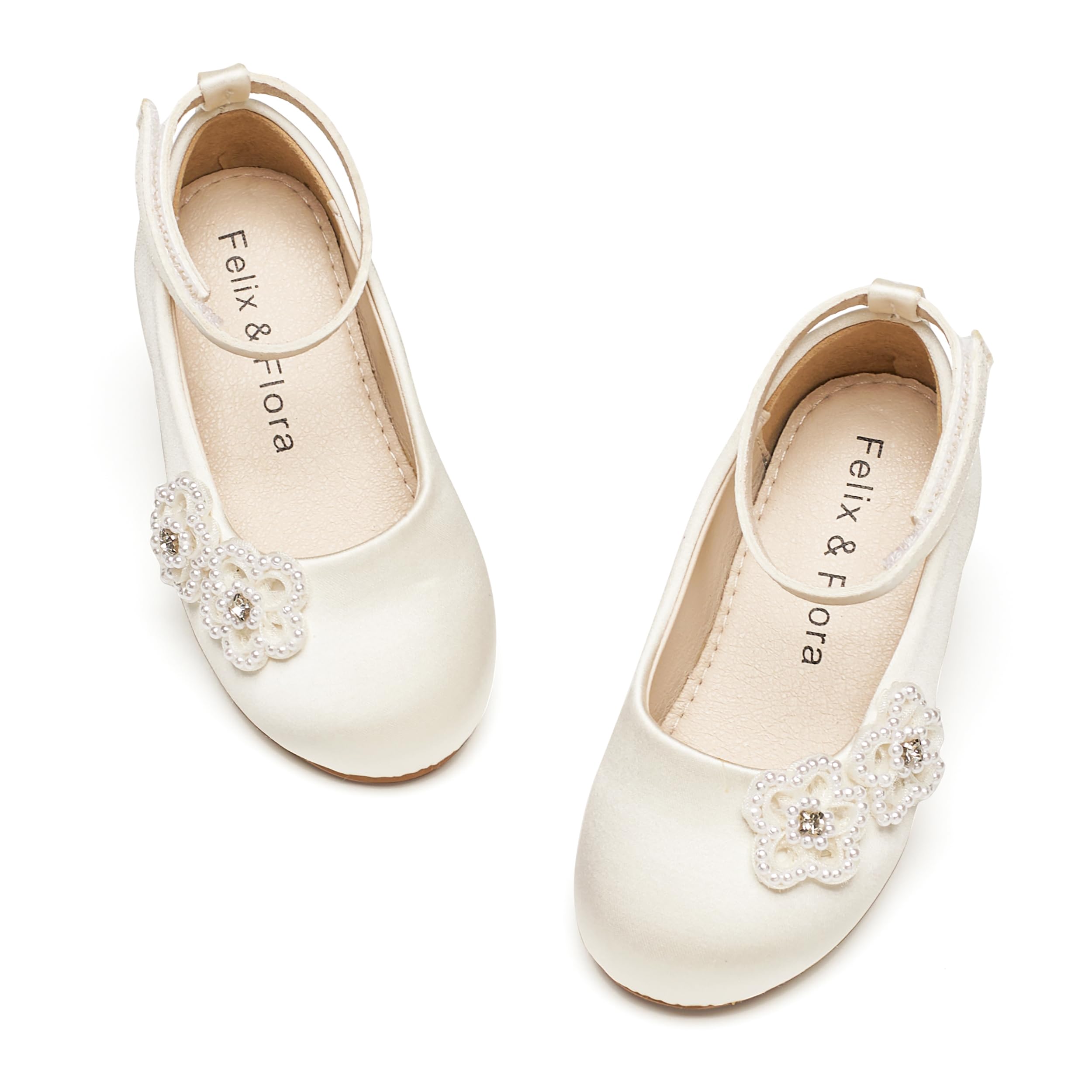 Felix & Flora Girls Toddler Little Ballet Shoes - Flower Girls Mary Jane Flats Dress Shoes Party Wedding
