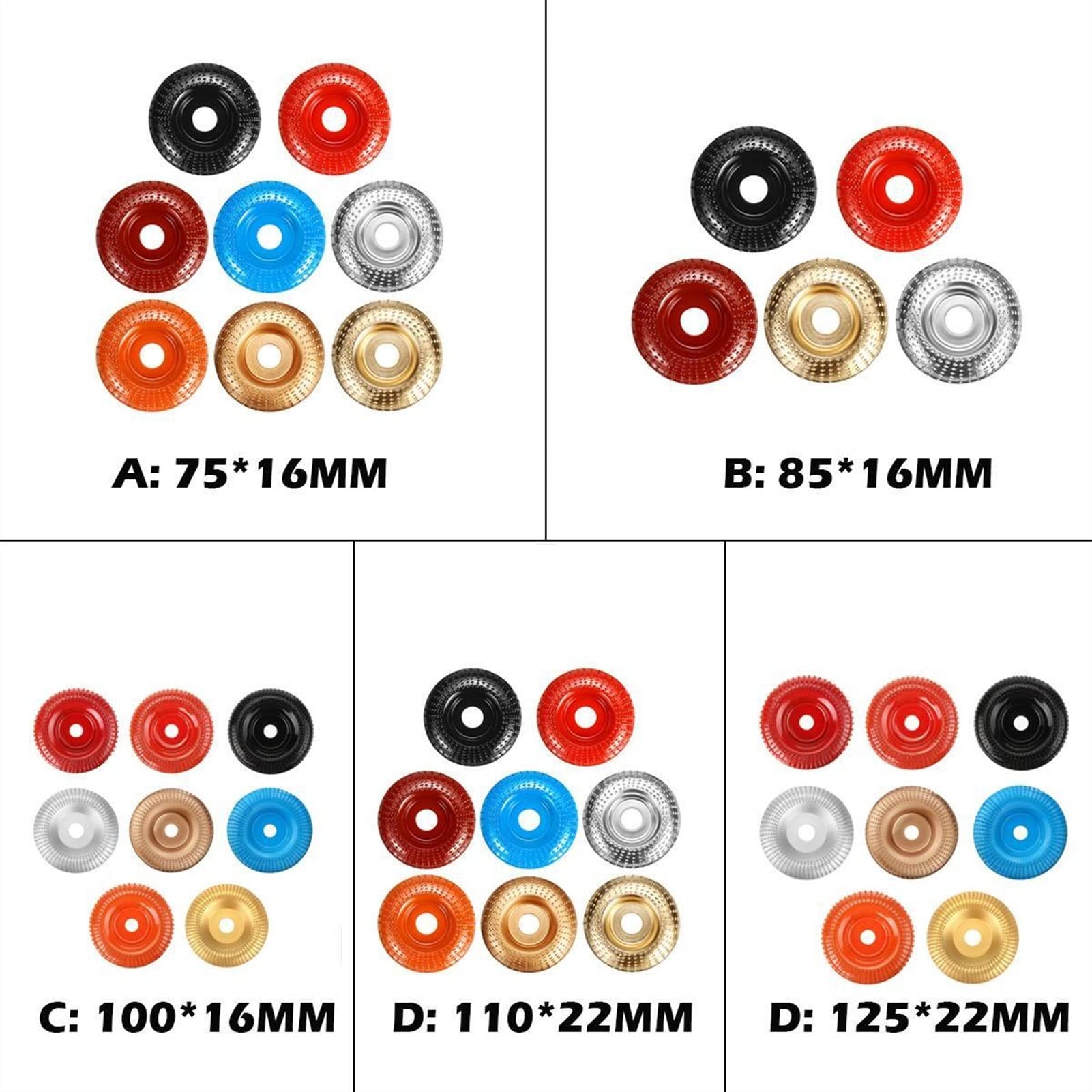 Muela de Ángulo de Madera, Herramienta Rotativa de Tallado Y Lijado, Disco Abrasivo para Amoladora Angular, Discos de Muelas Abrasivas Moldeadoras de Carburo de Tungsteno/Gold/110Mmx22Mm
