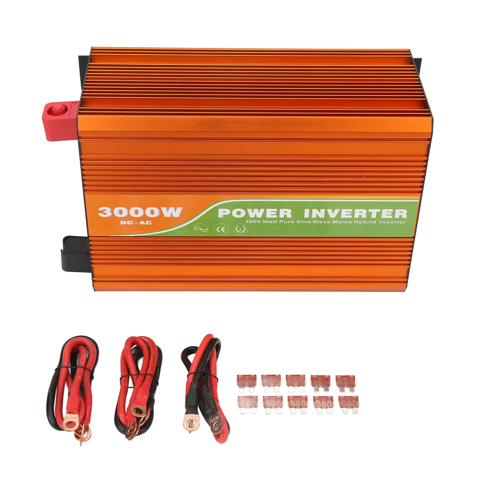 Changor Inverter di Potenza a Onda Sinusoidale Pura da 3000 W Design Compatto Uscita Ad Alta Efficienza per Barche e Pannelli Solari Lega di Alluminio (CC 12 V)