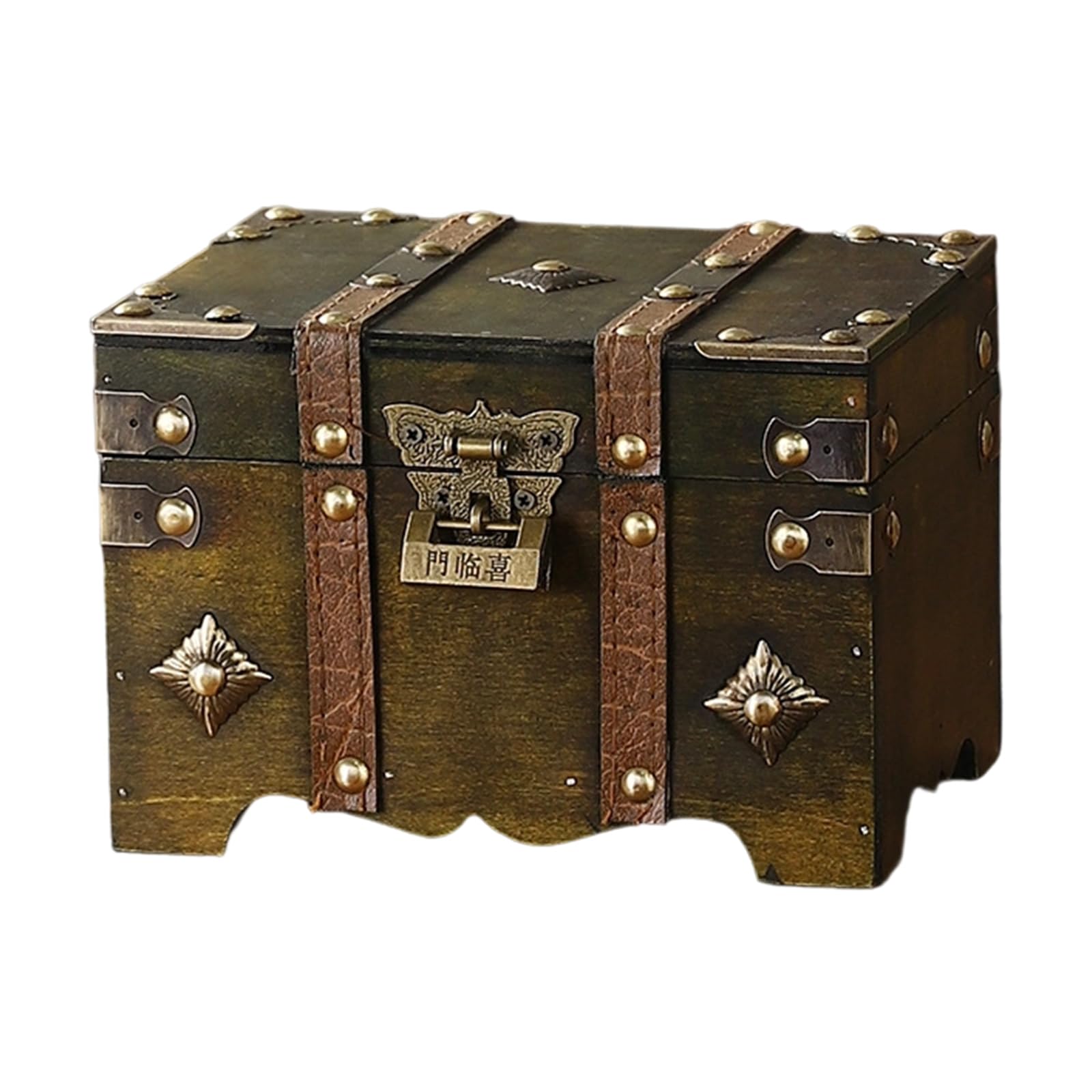 Shurhome Sturdy Wood Travel Trunk European DesignS Storage Case Home Decoration for Clothes and Accessories Solution