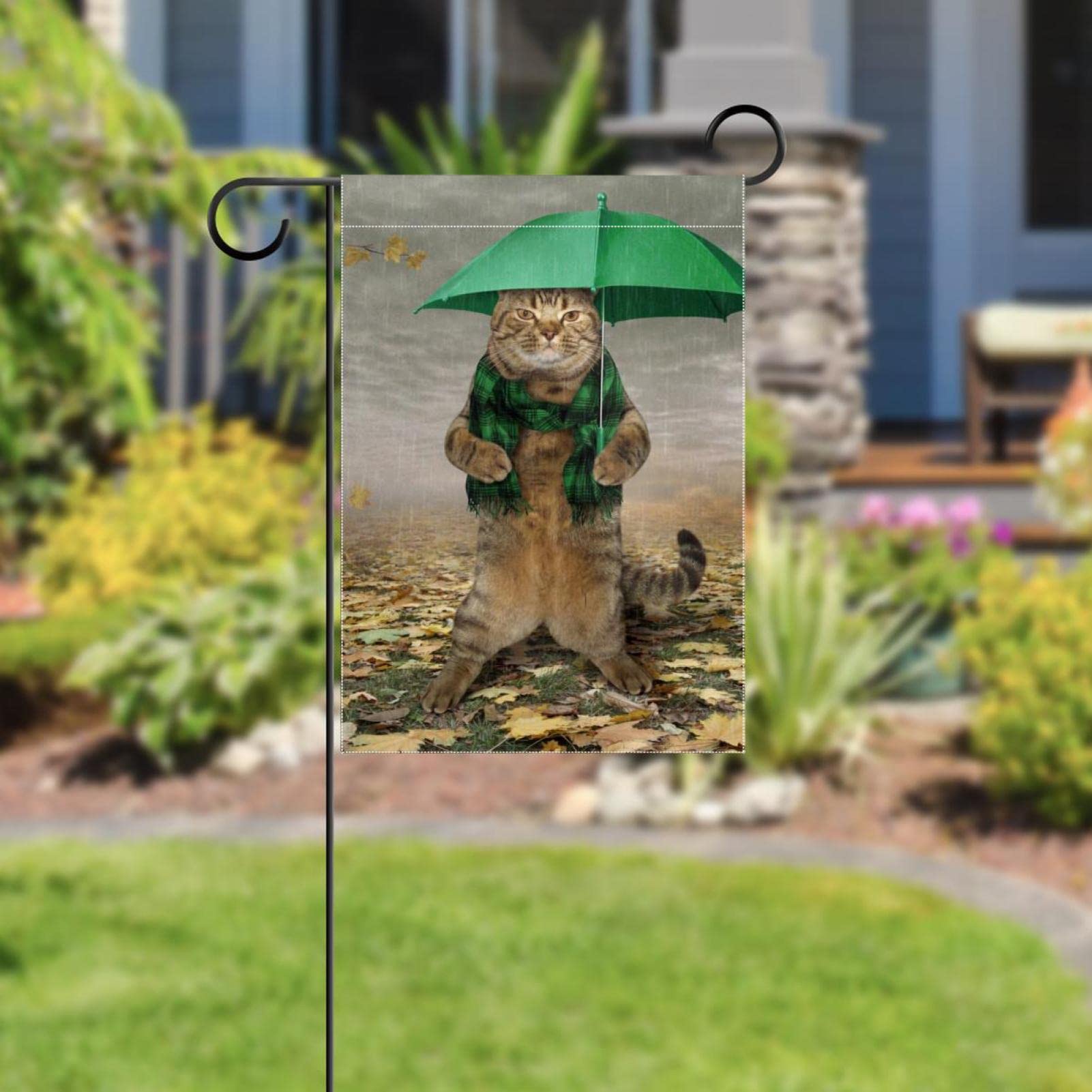 Bandiera da giardino con gatto nero stregato: decorazione per la casa