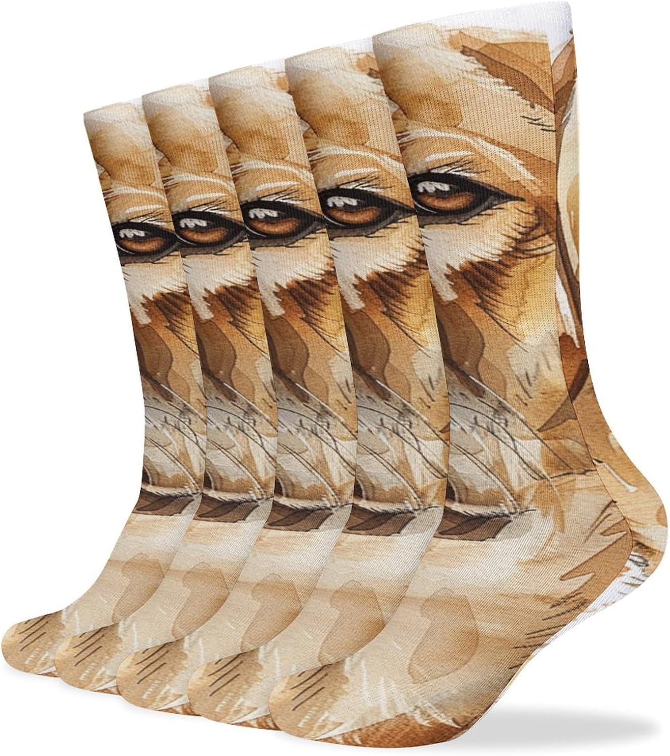 5 Pairs Knee High Socks Labrador Retriever Dog Long Tube Boot Seamless Toe