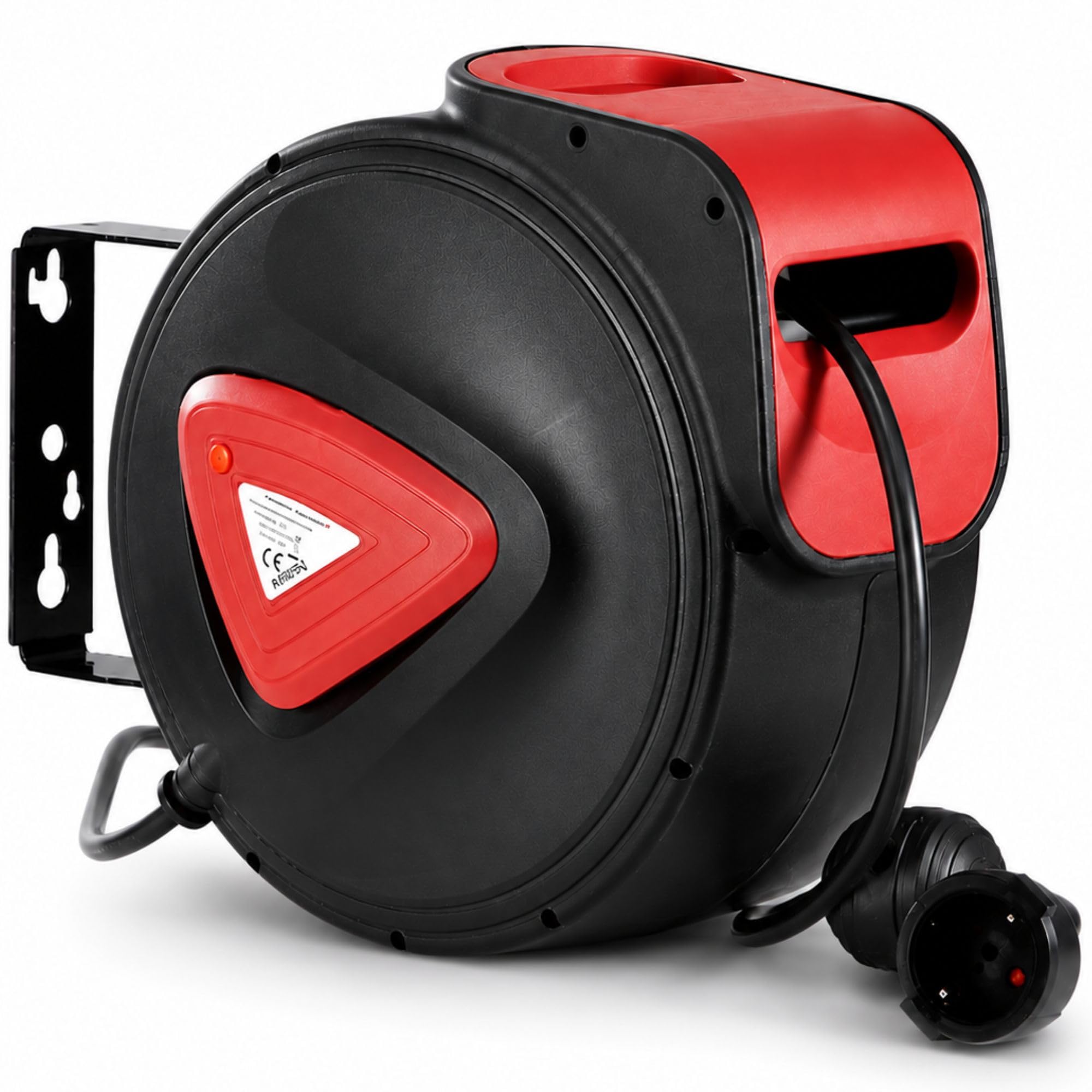 Arebos Avvolgicavo automatico | 15 m + 1,5 m di lunghezza | Montaggio a parete | Orientabile lateralmente a 180° | Materiale di montaggio incluso