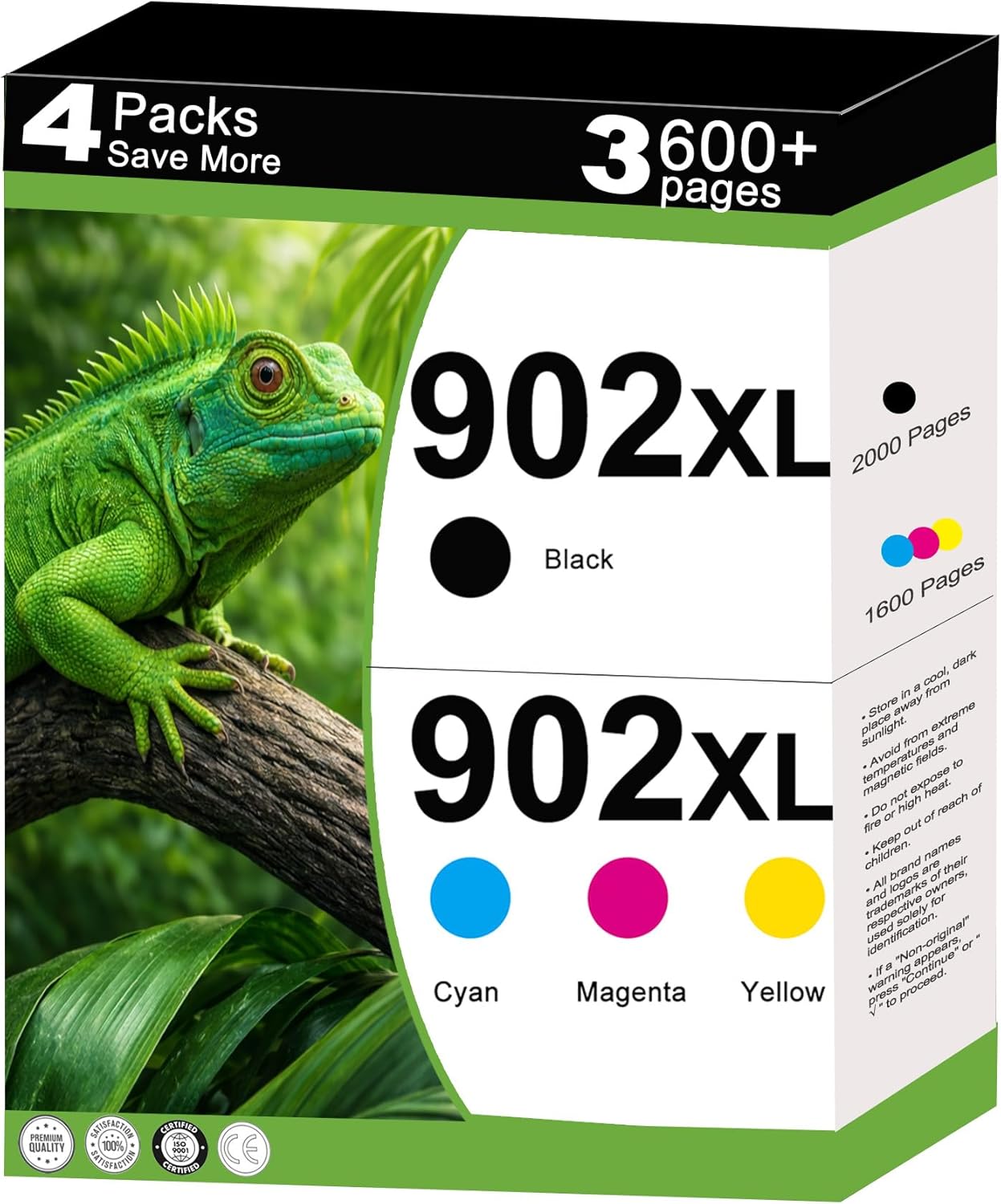 KUF 902XL Ink Cartridges 4-Pack Replacement for HP 902 XL Ink Cartridges Combo Pack Work for 6970 6960 6954 6951 6958 6950 6975 6962 6968 6963 6964 6978 6956 6961 Printer with V22.2.1 Chip C/M/Y/K