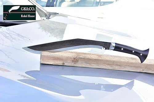 Miniatura 5 de GK&CO. Kukri House Cuchillo KukriKhukri genuino  Hoja negra de 13 pulgadas (sin óxido) de cola completa Sirupate Kukri  Hecho a mano en Nepal.