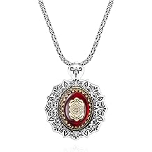 925 Sterling Silver Sharp Big Red Amber Amulet Seal Of Solomon Protection Seven Archangels Stone With 2MM Byzantine Chain Necklace Pendant